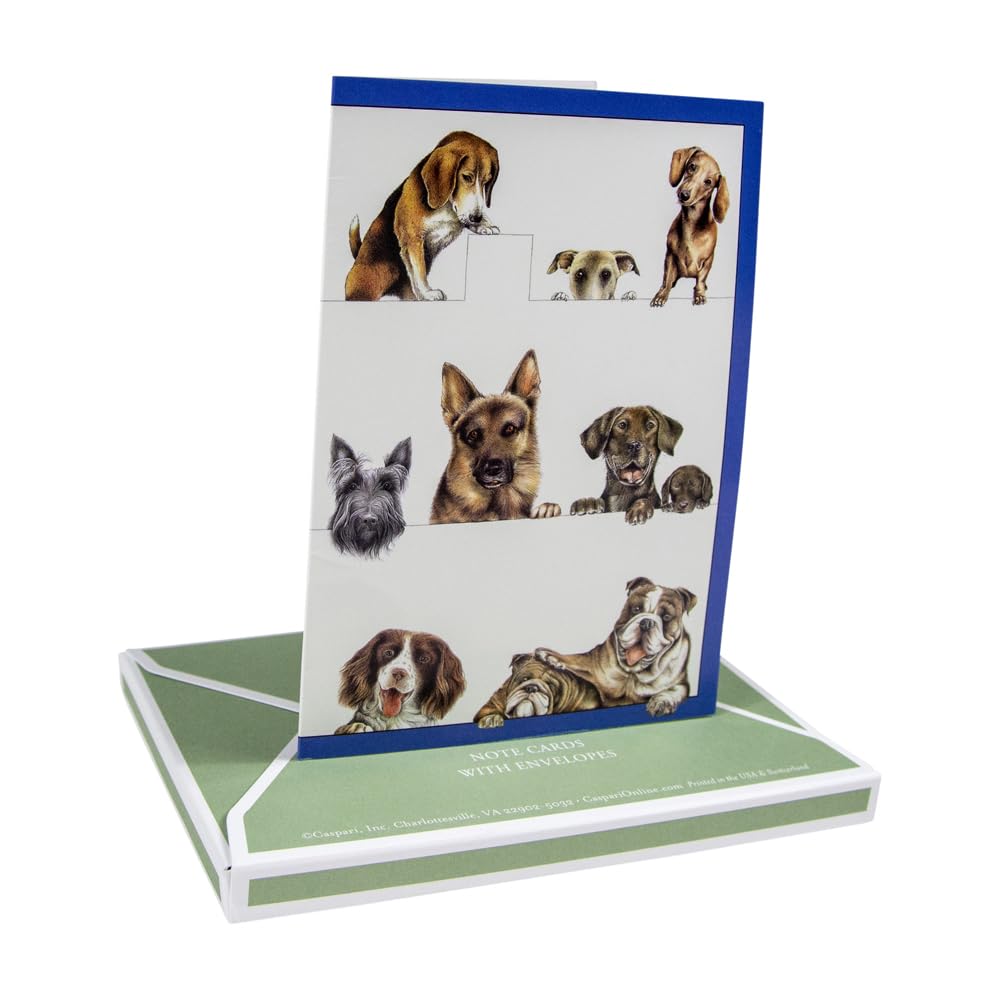 Caspari Dogs Blank Boxed Note Cards - 16 Greeting Cards & Envelopes Set - Perfect for Birthday, Thank You Notes & Special Occasions