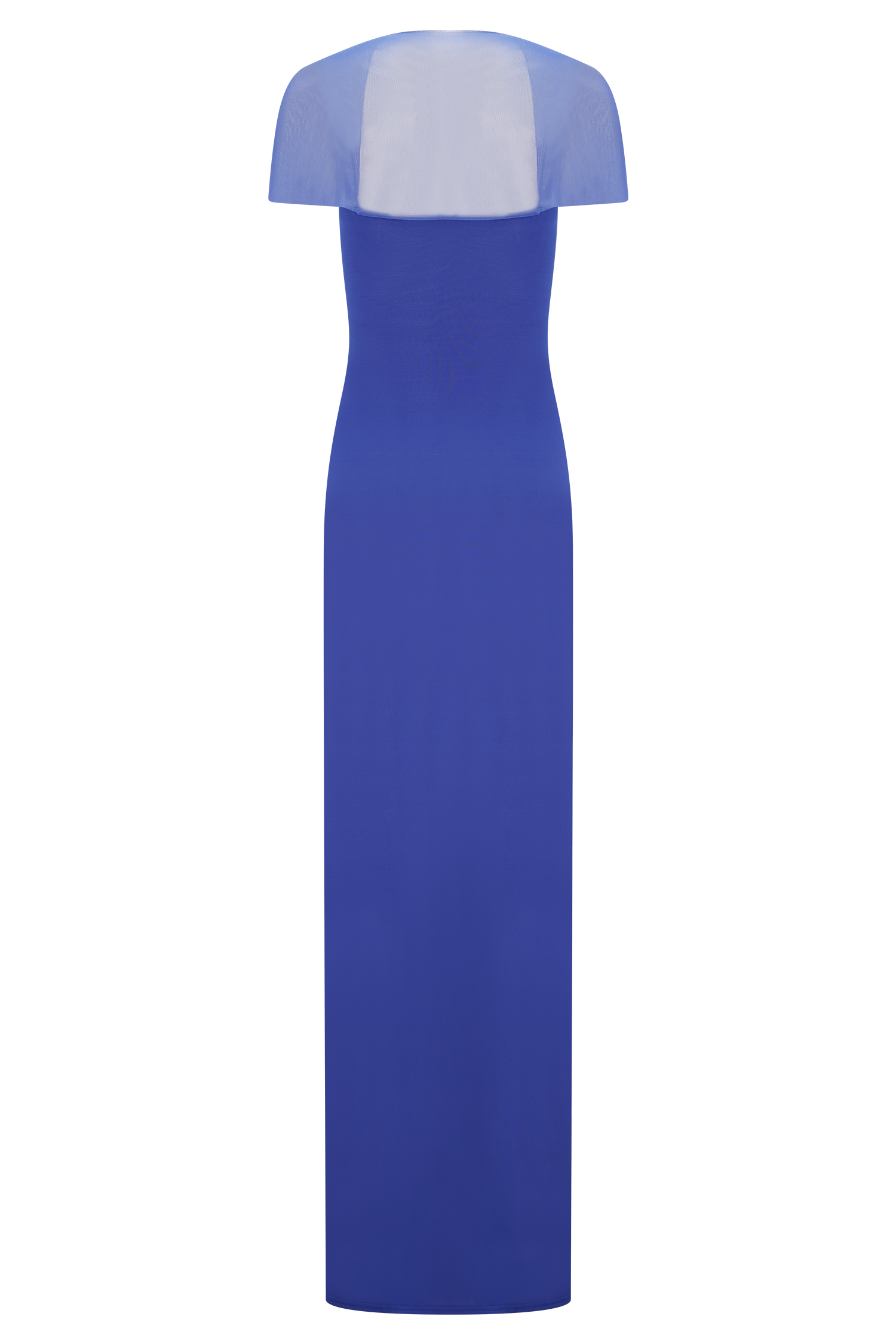 Wyatt Slinky and Mesh Maxi Dress in Cobalt Blue - Elegant Long Sleeve Bodycon Dress for Women, Perfect for Evening Parties, Date Nights, and Special Occasions