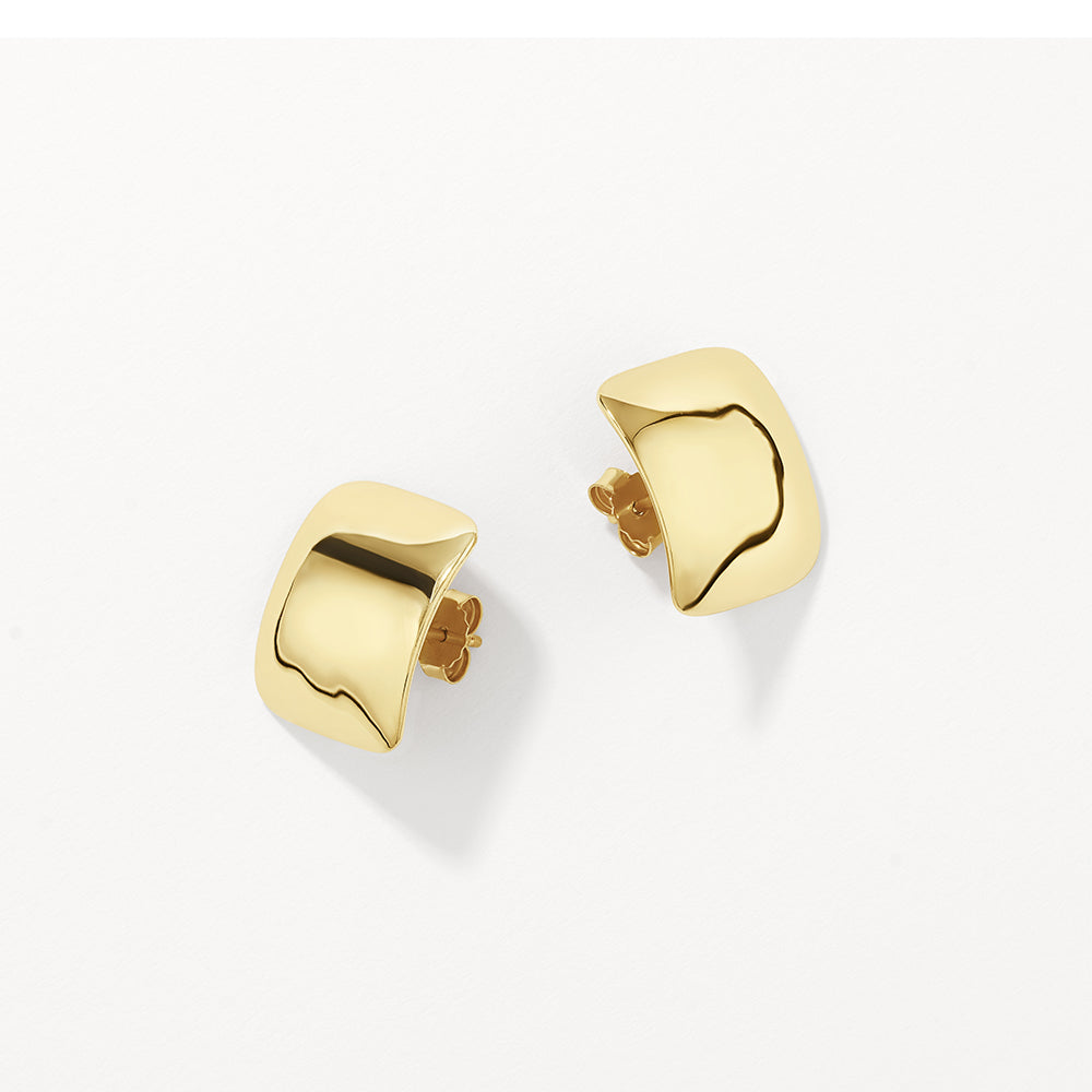 Gold Square Dome Stud Earrings for Women - Minimalist Geometric Jewelry for Everyday Wear & Special Occasions