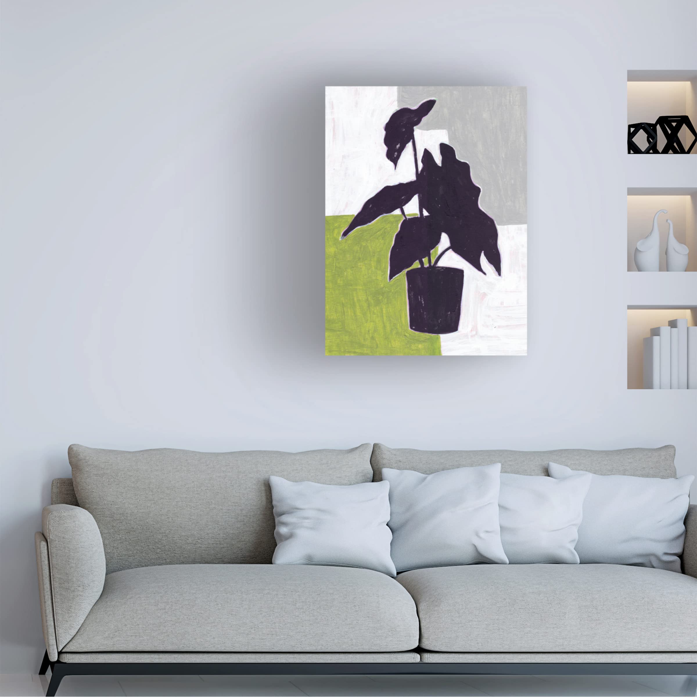 Trademark Fine Art 'Green Plantling I' Canvas Art by Melissa Wang - Modern Botanical Wall Decor for Living Room, Bedroom & Office