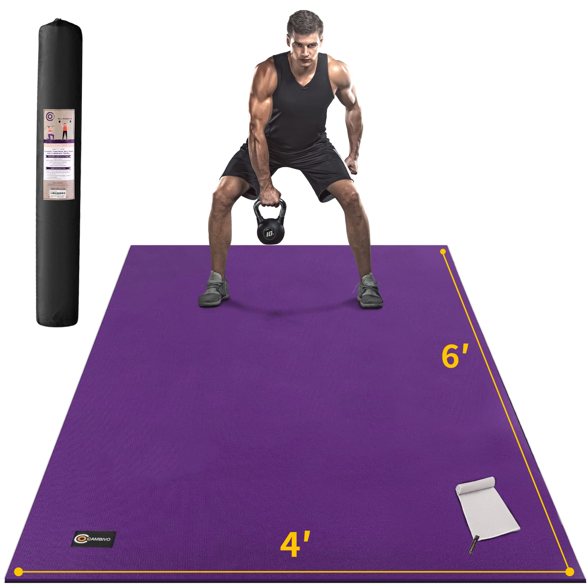 Premium Extra Thick 7mm Large Exercise Mat (6'x4') - Non-Slip Home Gym Floor Mat for Yoga, Jump Rope, Cardio & Weight Training | Shoe-Friendly Workout Mat for Home Fitness & Commercial Gyms | Ideal for Living Room, Garage & Basement Workouts