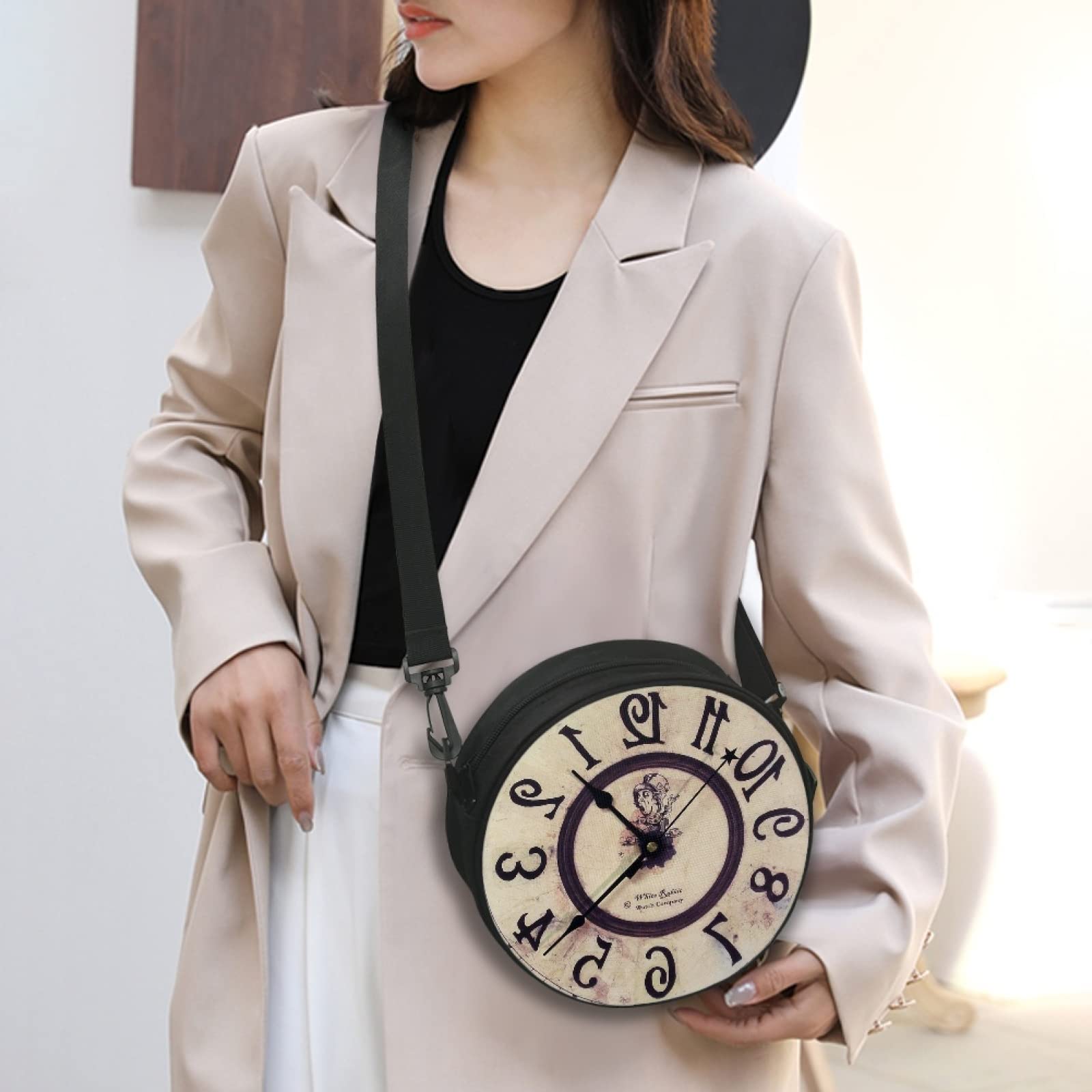 Stylish Women's Round Clock-Shaped Zipper Purse - Fashionable Tote & Shoulder Handbag for Women, Perfect Gift for Mom & Girlfriend | Ideal for Work, Travel & Everyday Use