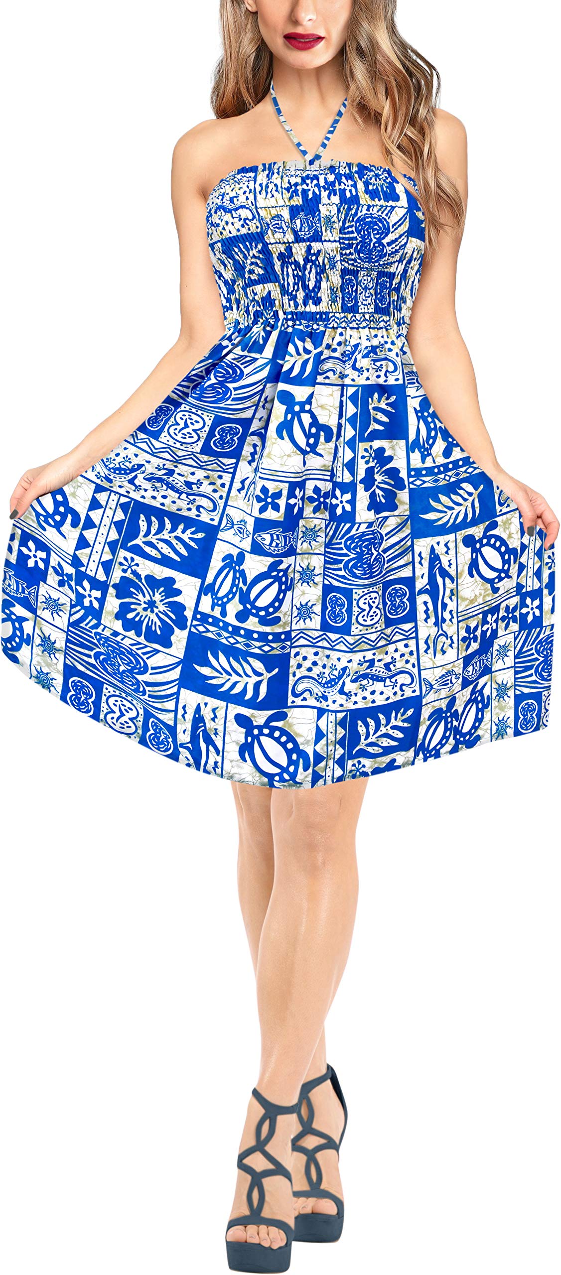 LA LEELA Women's Boho Mini Dress - Beach & Summer Outfit