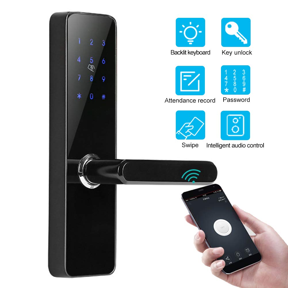4-in-1 Keyless Entry Smart Door Lock with APP Control, Digital Keypad, RFID Cards & Google Home Voice Assistant - Secure Smart Home Access for Front Door, Apartment & Vacation Rental