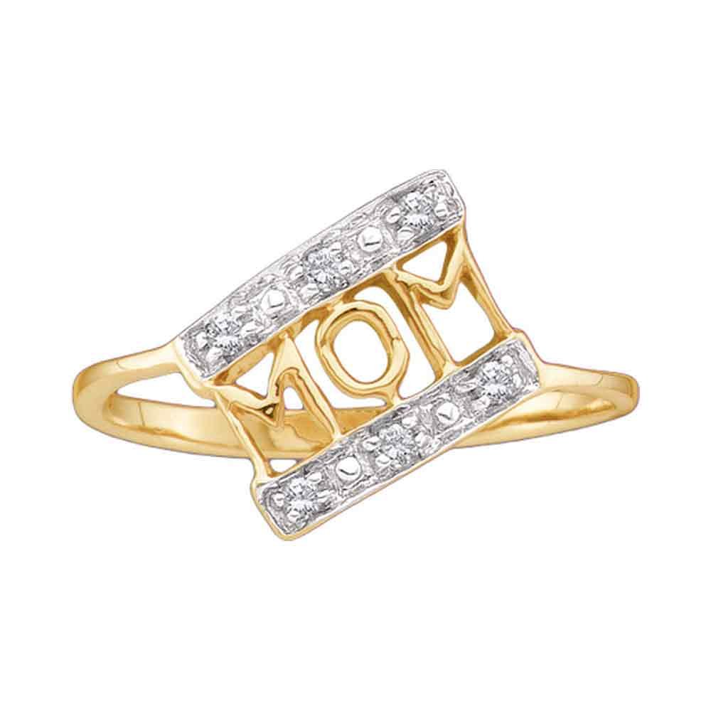Sonia Jewels 10k White or Yellow Gold Women's Diamond Mother's Ring (0.06 cttw) - Perfect Gift for Mom, Birthday, Anniversary & Mother's Day