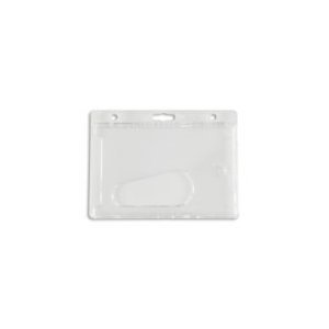 Premium Hard Plastic Horizontal ID Badge Holder - 100 Pack for Office, School, Events & Security Personnel