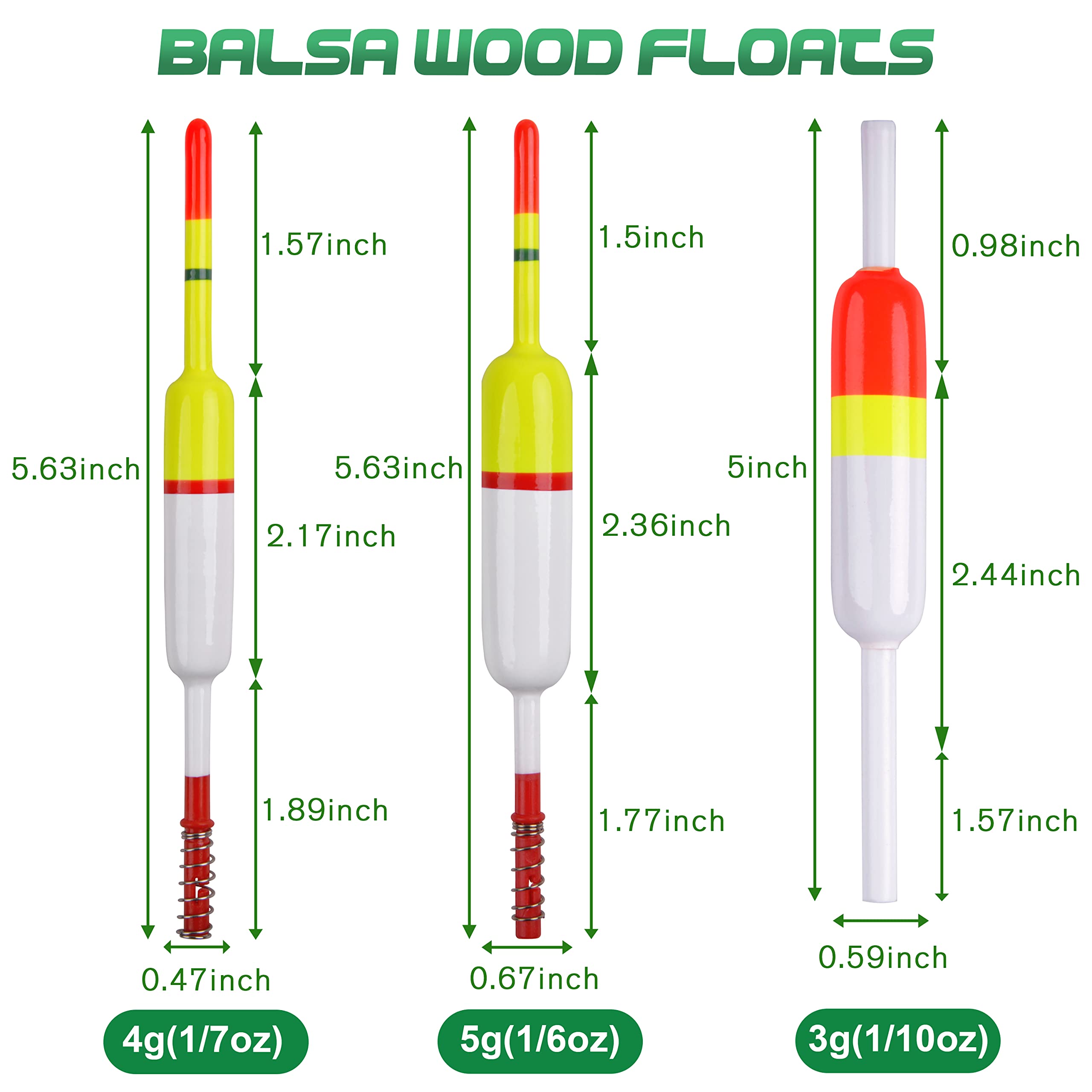 OROOTL Wood Slip Bobbers for Fishing - 10 Pack Balsa Floats & Spring Slip Bobbers - Crappie, Catfish, Panfish, Walleye Fishing Tackle Accessories - Perfect for Freshwater & Ice Fishing Scenarios