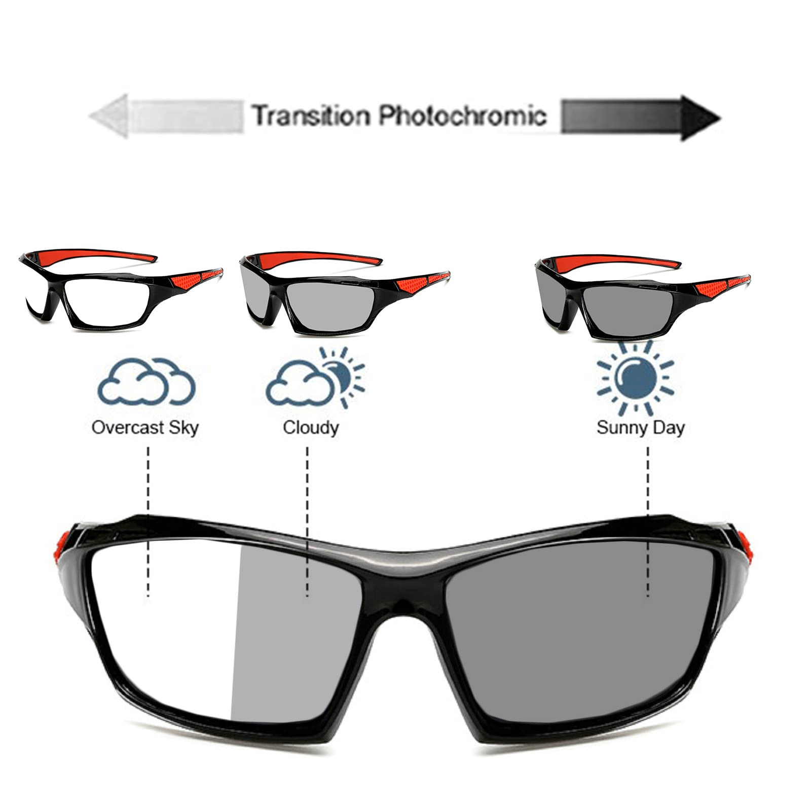 Progressive Multifocal Reading Glasses with Photochromic Transition Lenses - Square Frame Computer Glasses & Sports Sunglasses for Men and Women - Perfect for Outdoor Activities, Driving, and Screen Use