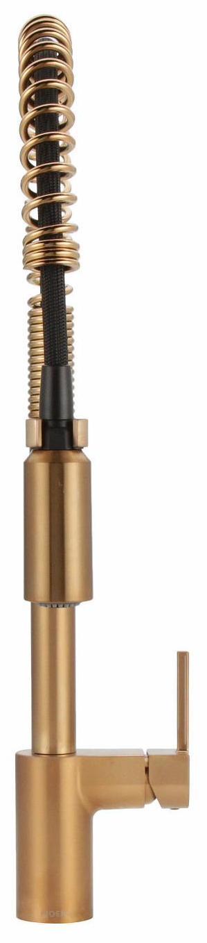 Moen 5923BG Brushed Gold Align Pre-Rinse Kitchen Faucet with Spring Pulldown Spray - Perfect for Modern Kitchens & High-Traffic Commercial Use
