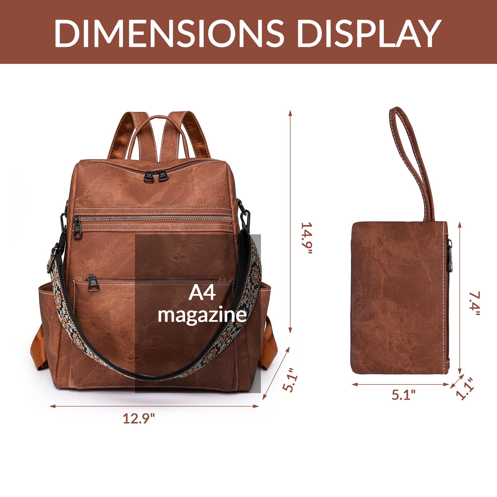 Women's PU Leather Backpack Purse - Convertible Shoulder Bag for Travel & Fashion