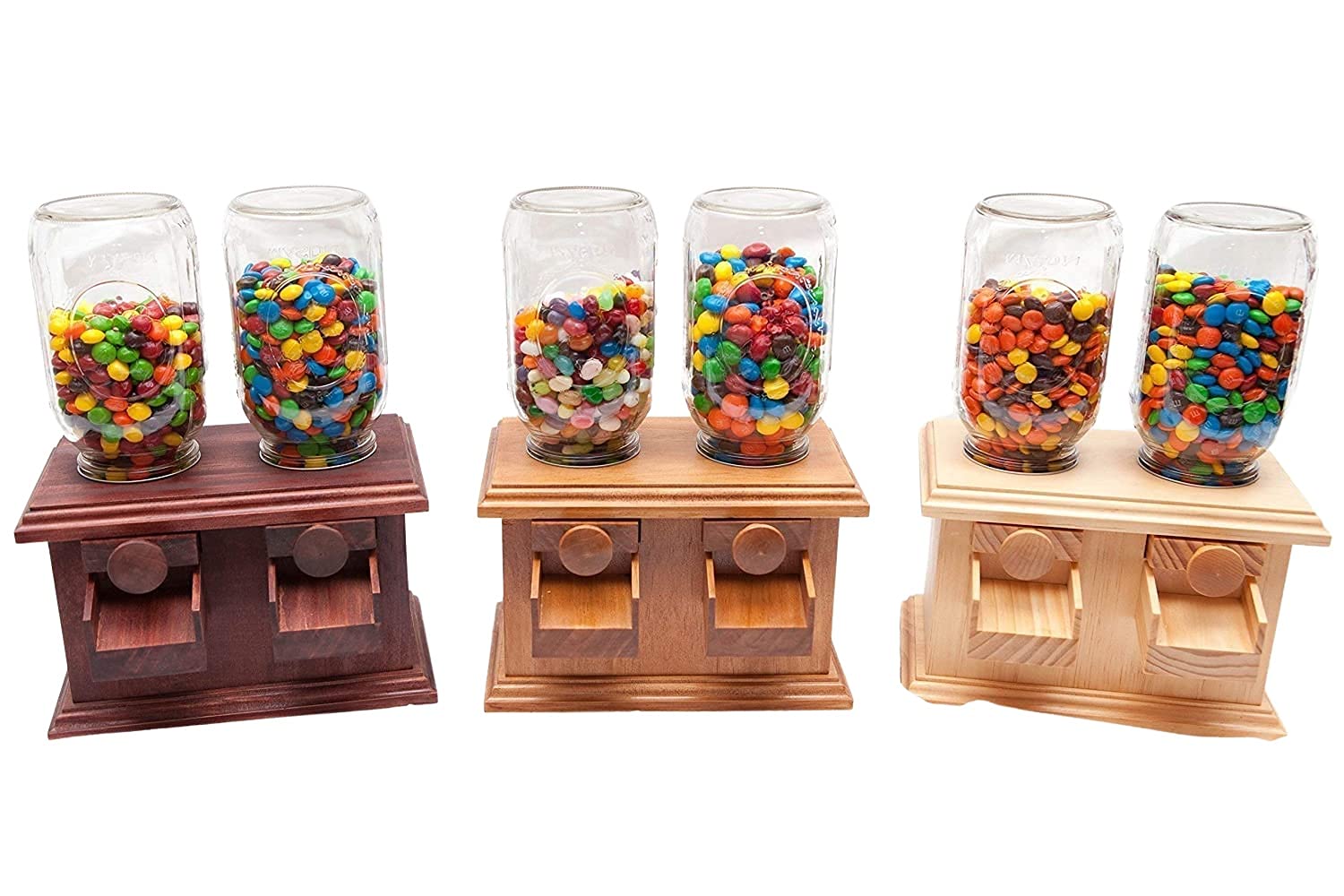 Handmade Double Wooden Candy Dispenser for M&M's Peanut & Snacks - Premium Wooden Candy Machine by Dave's Wood Designs - Perfect for Home, Office & Party Decor