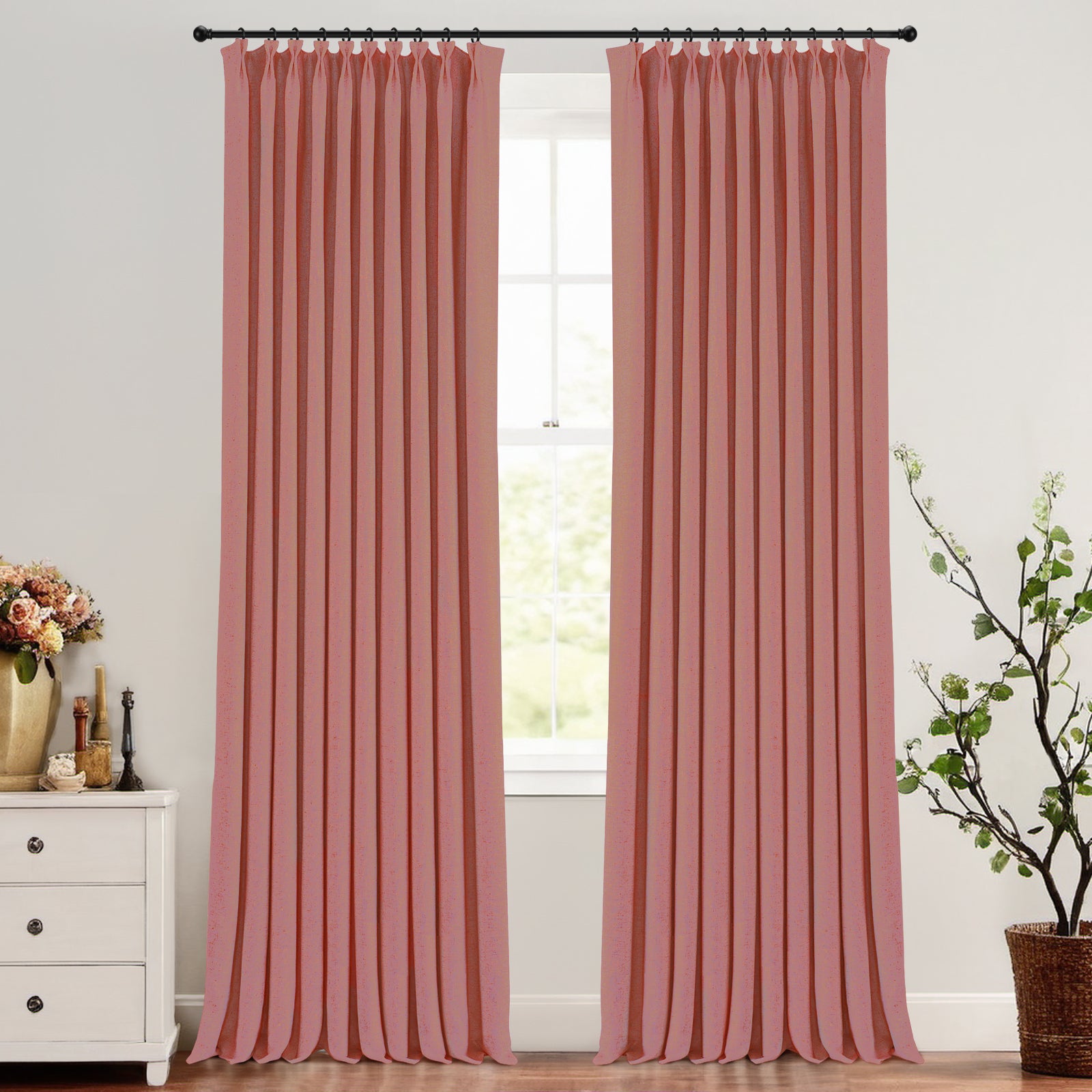 Premium Blackout Curtains - Grey Blue Modern Pleated Drapes for Bedroom & Living Room | Noise Reducing & Thermal Insulated Custom Window Treatments for Home Decor
