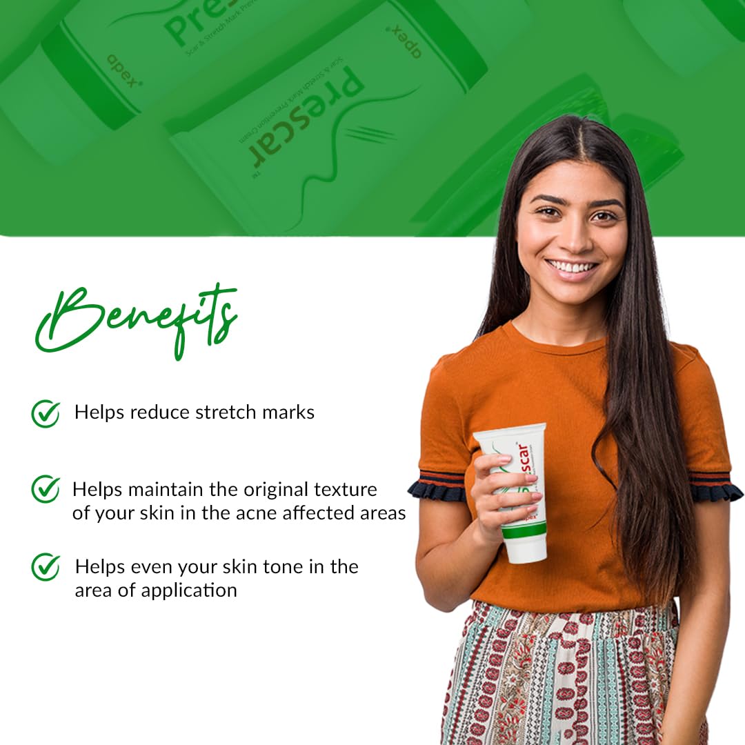 Green Milk Prescar - Scar & Stretch Mark Prevention Cream, 50gm | Fast-Absorbing Formula for Post-Surgery, C-Section & Pregnancy | Dermatologist-Tested for Sensitive Skin