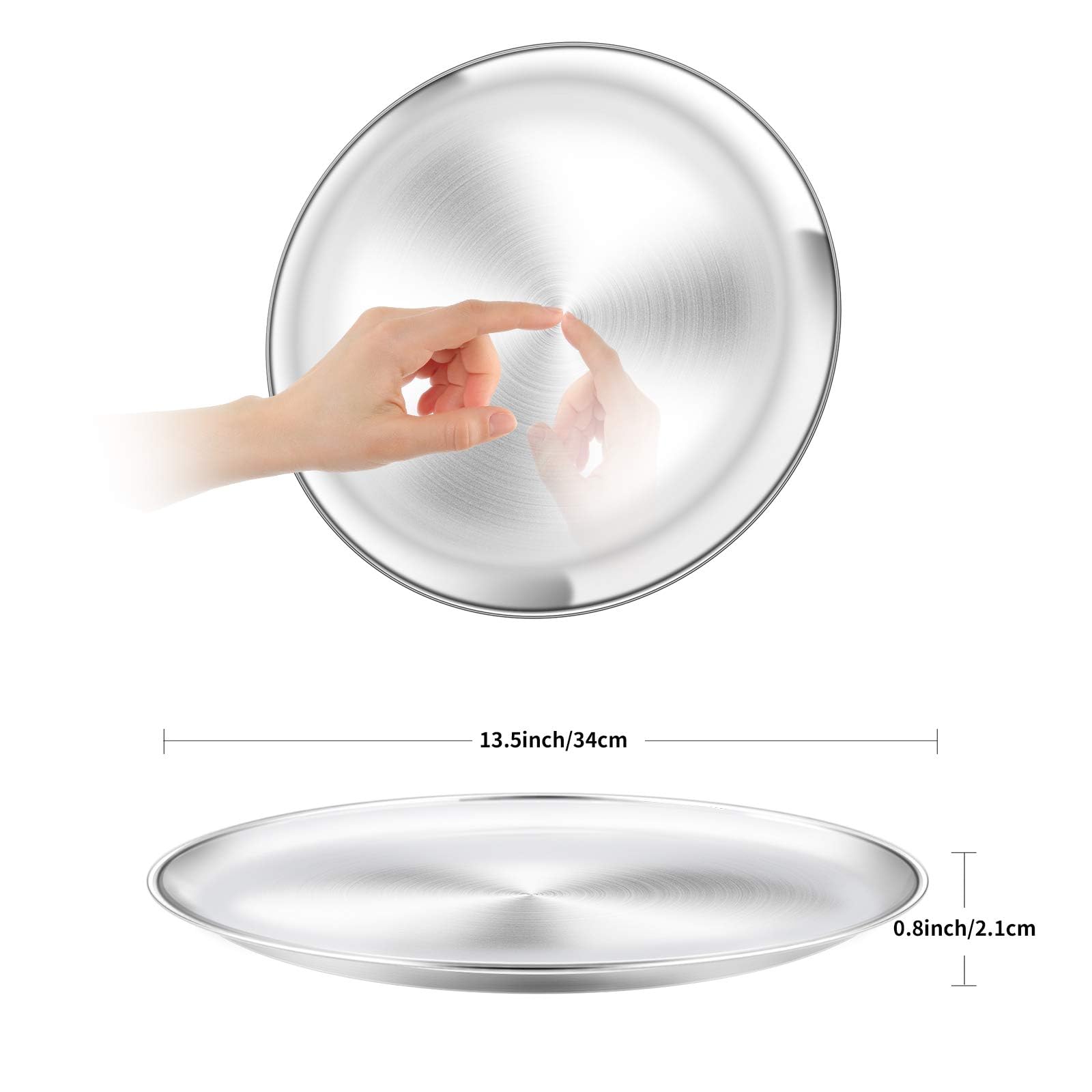 13½ Inch Stainless Steel Pizza Pan Set of 3 - Heavy Duty Baking Trays for Oven, Perfect for Homemade Pizza, Bread & Desserts - Dishwasher Safe & Easy Clean - Ideal for Restaurants, Home Kitchens & Outdoor Cooking
