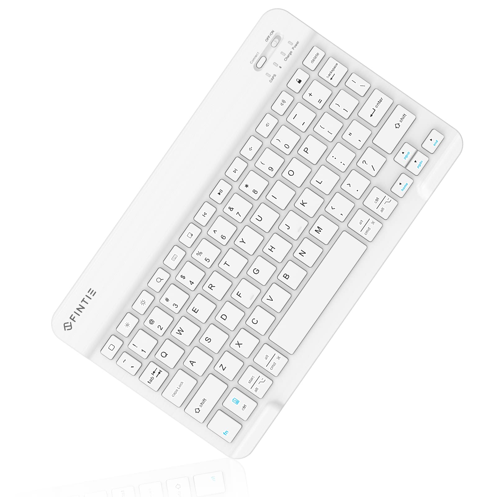 Fintie 10-Inch Ultra Thin Wireless Bluetooth Keyboard - Compatible with iPad, Samsung Tablet, iPhone, Android Devices - Slim Portable Design for iOS & Android - Perfect for Travel, Office & Home Use (White)