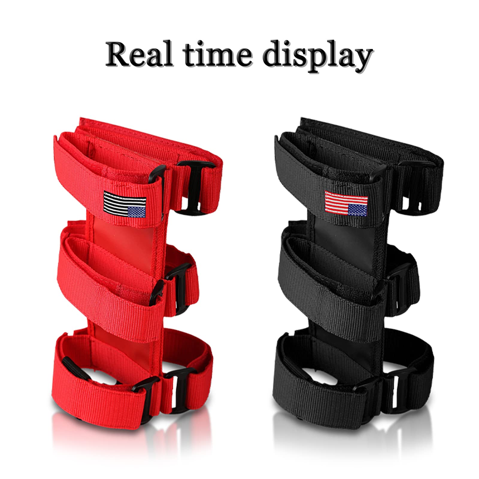 Universal Fire Extinguisher Holder for Jeep Wrangler 1965-2022 JK JKU TJ CJ Gladiator - Adjustable Roll Bar Mount with American Flag Design - Heavy Duty Fire Safety Strap (Black) - Perfect for Off-Roading, Camping & Emergency Preparedness