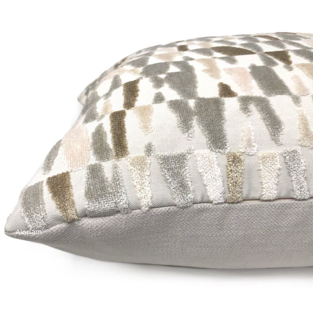 Luxury Cyrus I Gray Brown Velvet Pillow Cover - Soft Cream Velvet Fabric (Yard Available) - Perfect for Sofa, Bed & Home Decor