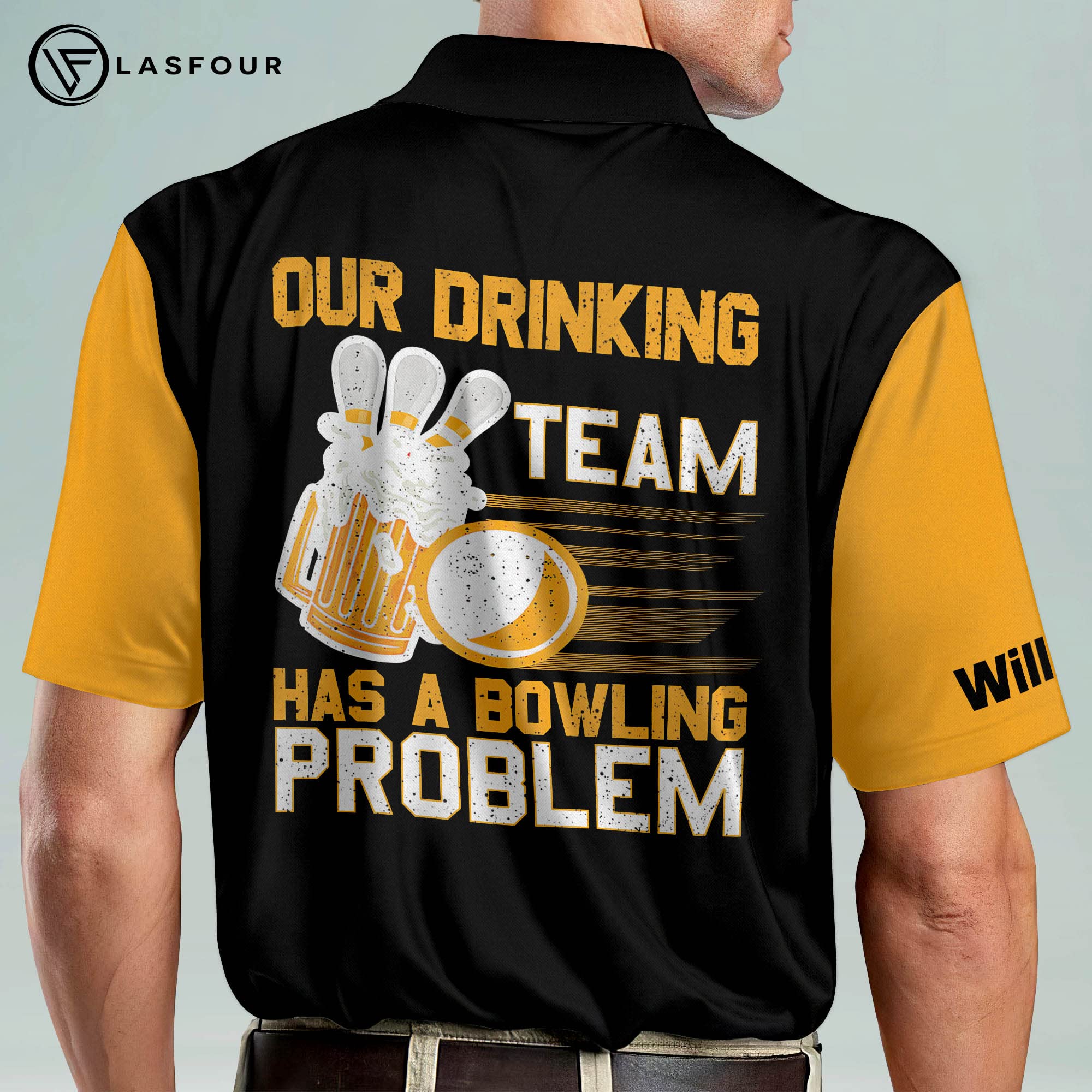 LASFOUR Custom Bowling Shirts for Men - Personalized Team Bowling Shirts, Short Sleeve Performance Shirts for Bowling Leagues & Tournaments - Perfect for Bowling Parties, Team Uniforms & Casual Wear