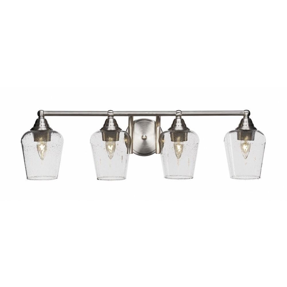 Toltec Lighting Paramount 4-Light Bathroom Vanity Light Bar in Brushed Nickel (3424-BN-210) - Perfect for Bathroom, Powder Room & Dressing Room Lighting