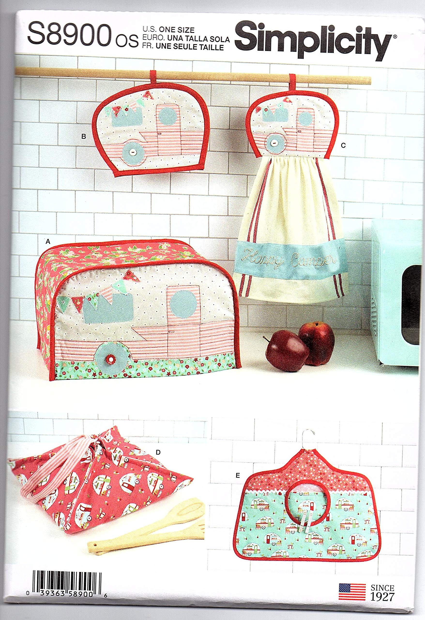 SIMPLICITY S8900 Sewing Pattern for Kitchen Accessories - White Paper Craft Templates | DIY Aprons, Oven Mitts & Pot Holders