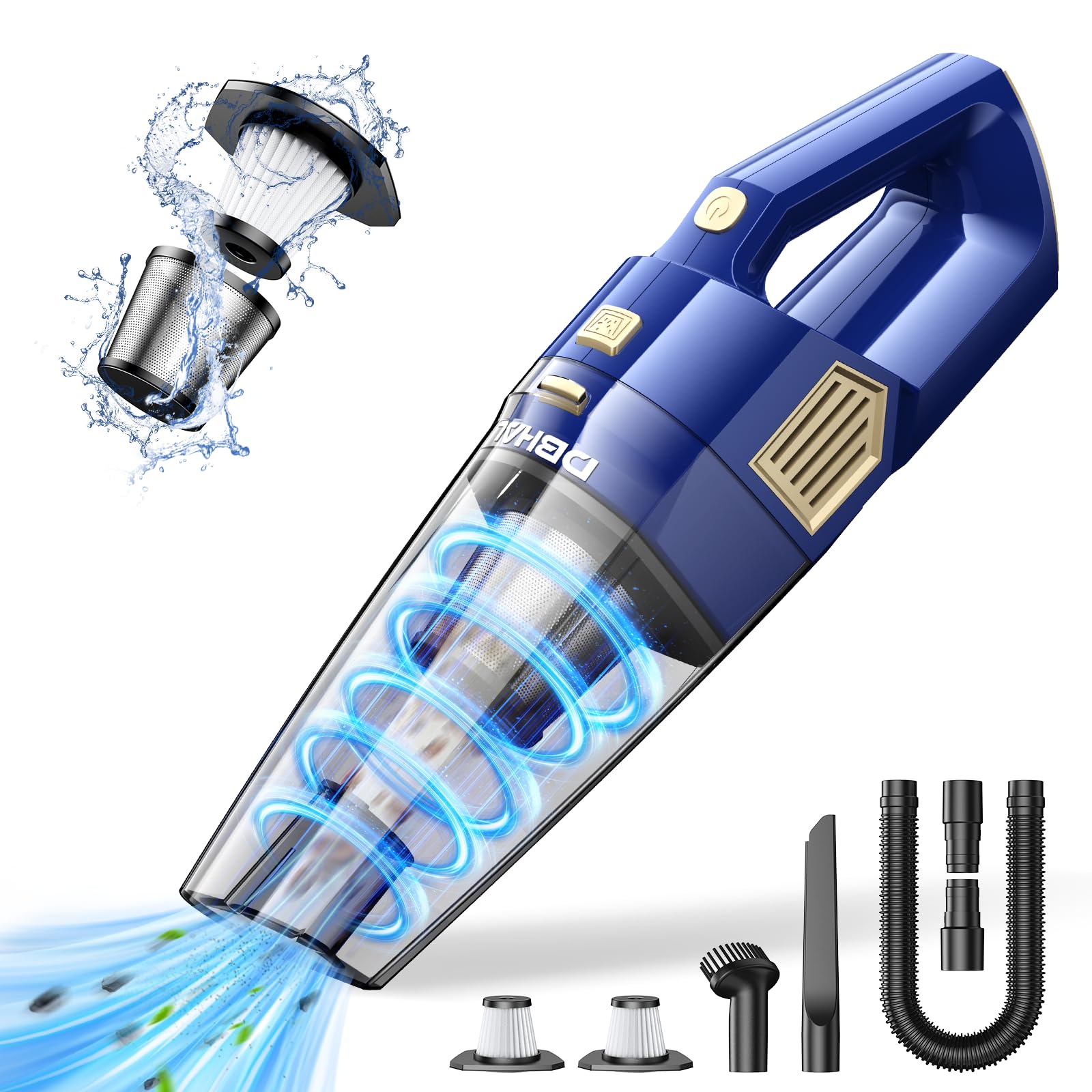 Cordless Handheld Vacuum Cleaner - 15000PA Powerful Suction, Lightweight & Rechargeable with Multi Accessories | Portable Car & Home Dust Buster for Quick Cleaning, Pet Hair Removal, and Small Space Maintenance
