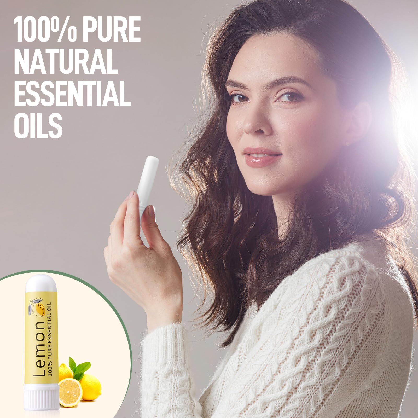 Hion Natural Lemon Essential Oil Inhaler for Nausea Relief - 100% Pure Aromatherapy for Motion Sickness, Morning Sickness & Travel Comfort