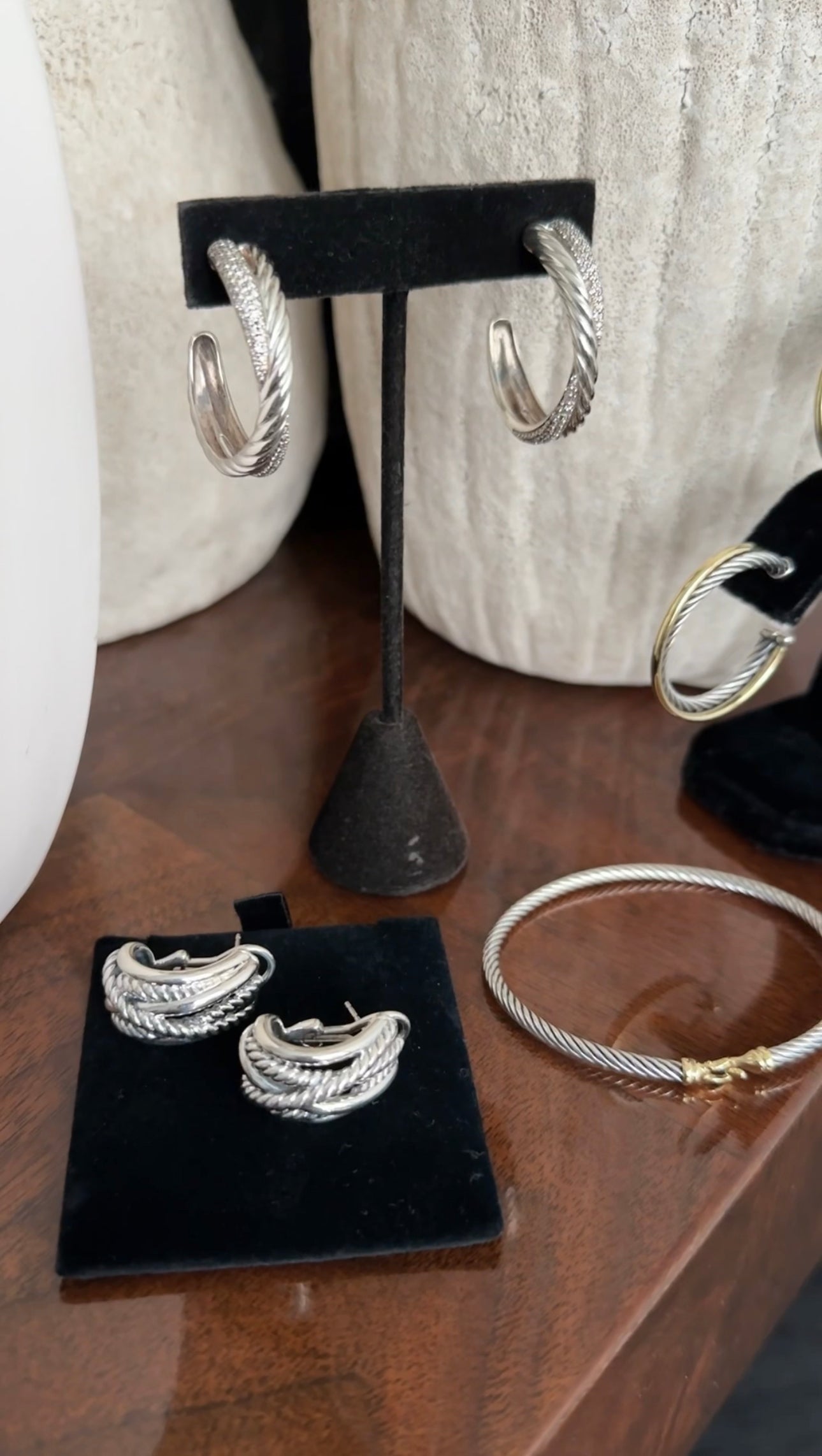 David Yurman Sterling Silver Crossover Cable Shrimp Earrings for Women - Elegant Jewelry Gift for Birthday, Anniversary & Special Occasions