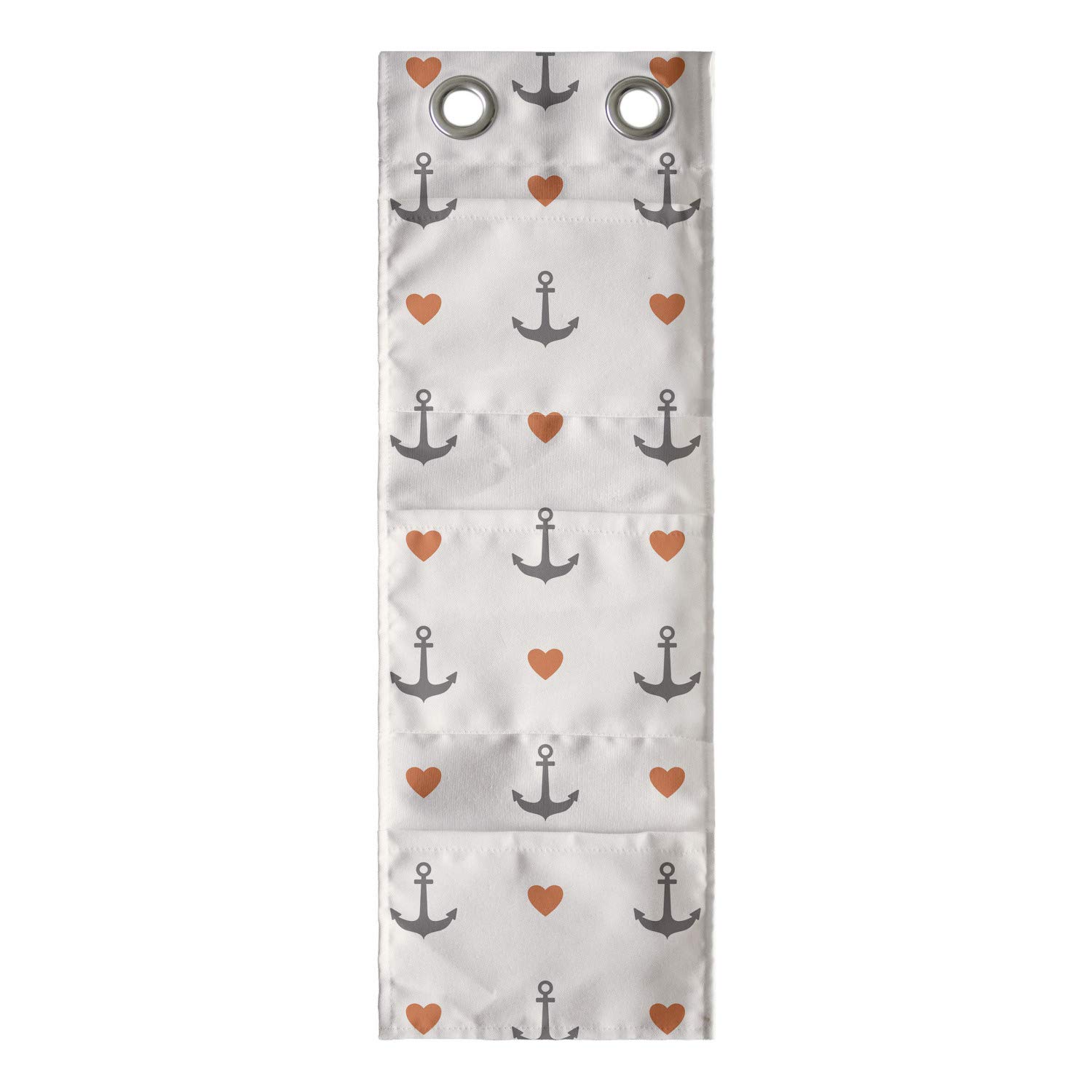 Ambesonne Anchor Hanging Pocket Organizer - Romantic Beach Themed Storage Bag with Multiple Pockets, 9
