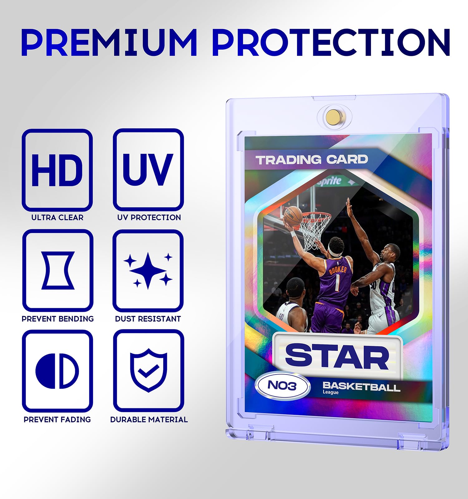 50ct Magnetic Card Holder for Trading Cards - 35pt One Touch Hard Plastic Case with UV Protection - Perfect for Sports, Baseball, and Collectible Cards - Ideal for Display, Storage, and Protection