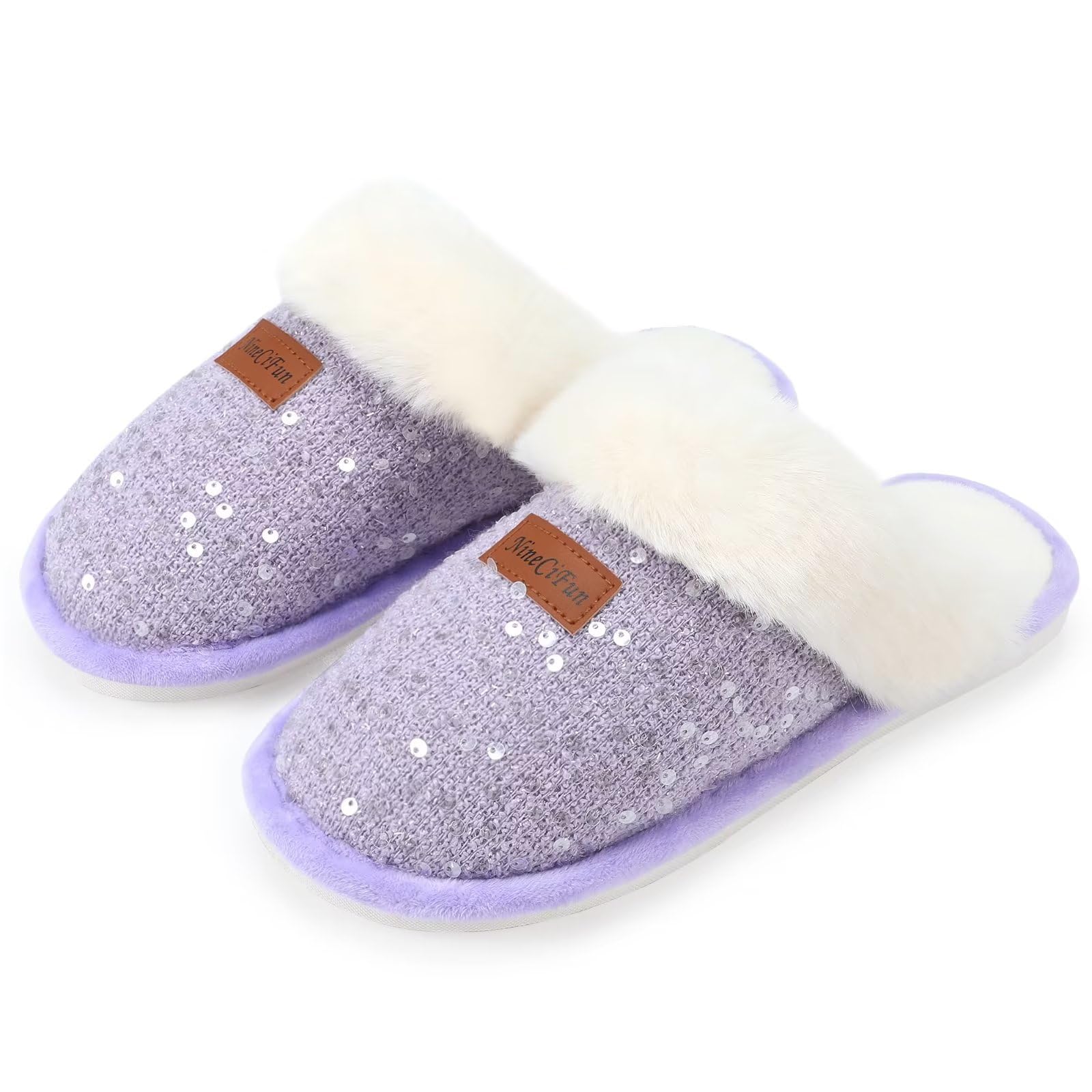 NineCiFun Women's Fuzzy House Slippers - Soft Indoor Bedroom Shoes for Home Comfort, Warm Winter Slippers for Relaxing & Lounging