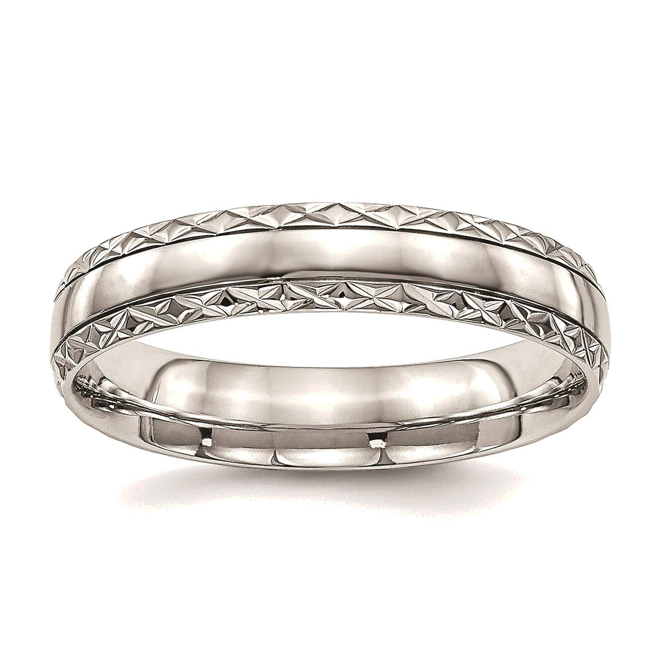 Bonyak Stainless Steel Criss Cross Design Ring - Size 13 | Polished Grooved Wedding Band for Men & Women | Perfect for Anniversary Gifts & Everyday Wear