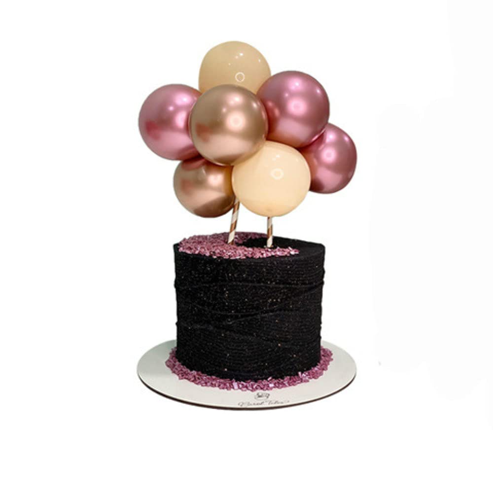 Rose Gold Balloon Cake Topper - 10Pcs 5Inch Mini Balloon Garland with Confetti for Birthday, Bridal Shower & Party Decorations - Perfect for Wedding Cakes, Baby Showers & Dessert Tables