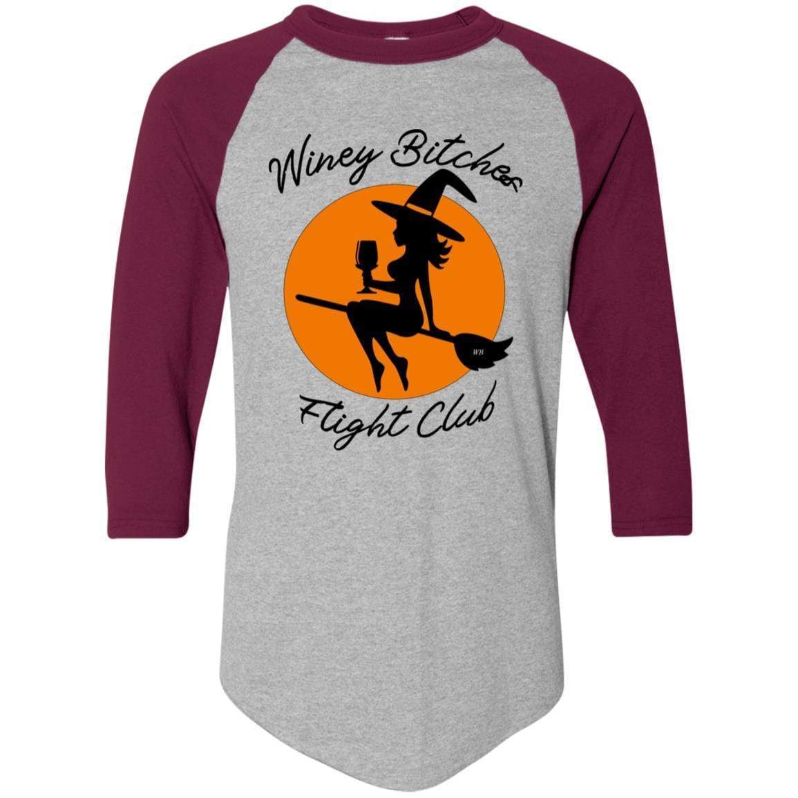 WineyBitches.Co Winey Bitches Flight Club Colorblock Raglan Jersey - Stylish & Comfortable Women's Baseball Tee for Casual Outings, Girls Night Out & Wine Tasting Events