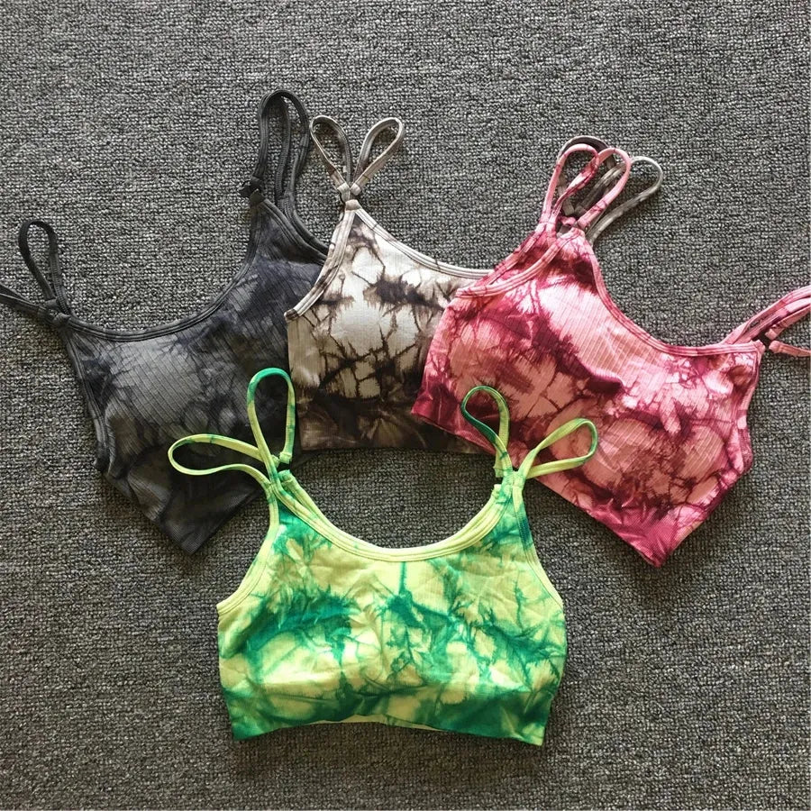 Tie Dye Yoga Bra & High Waist Leggings Set for Women - Seamless Gym Outfit with Hip Push Design - Perfect for Running, Fitness & Workout | Breathable Activewear for Yoga, Pilates & Cardio