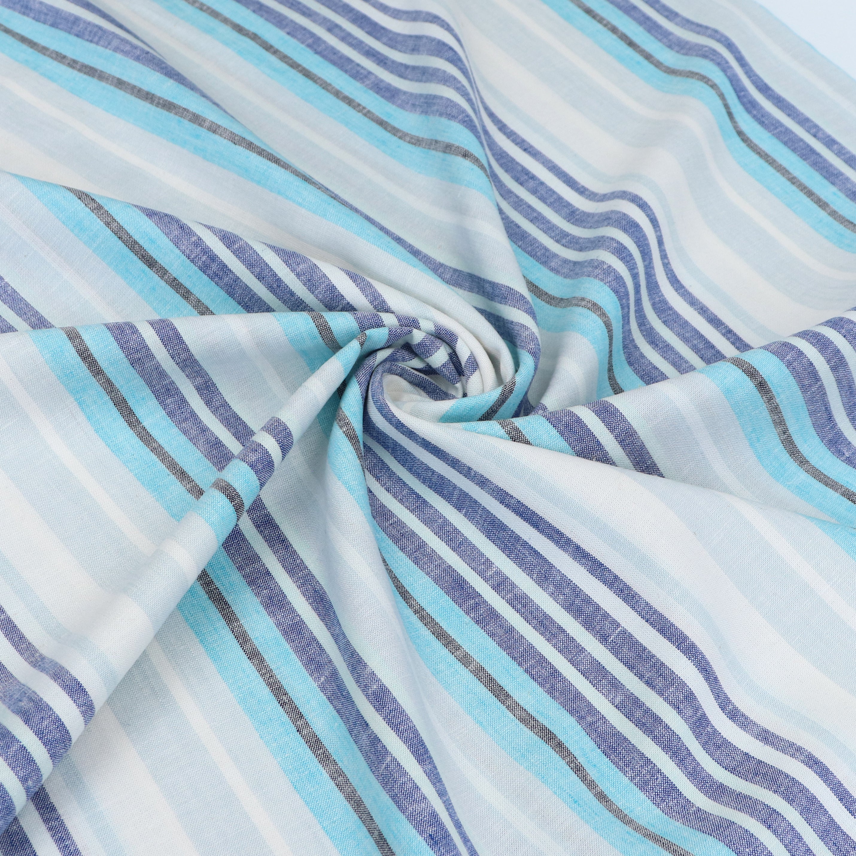 Premium Linen Viscose Striped Blue Dress - Lightweight & Breathable Summer Outfit for Beach, Vacation & Casual Wear