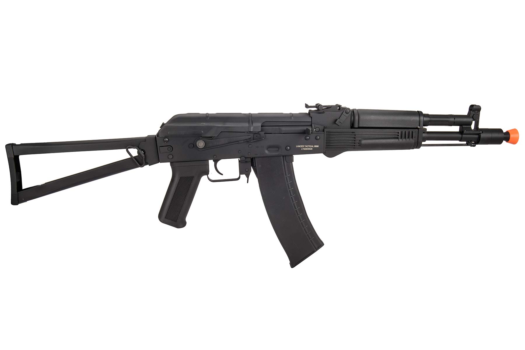 Lancer Tactical AK-Series AKS-105 AEG Airsoft Rifle with Foldable Skeleton Stock - Black | High Performance Electric Airsoft Gun for Tactical Training & Outdoor Shooting Games