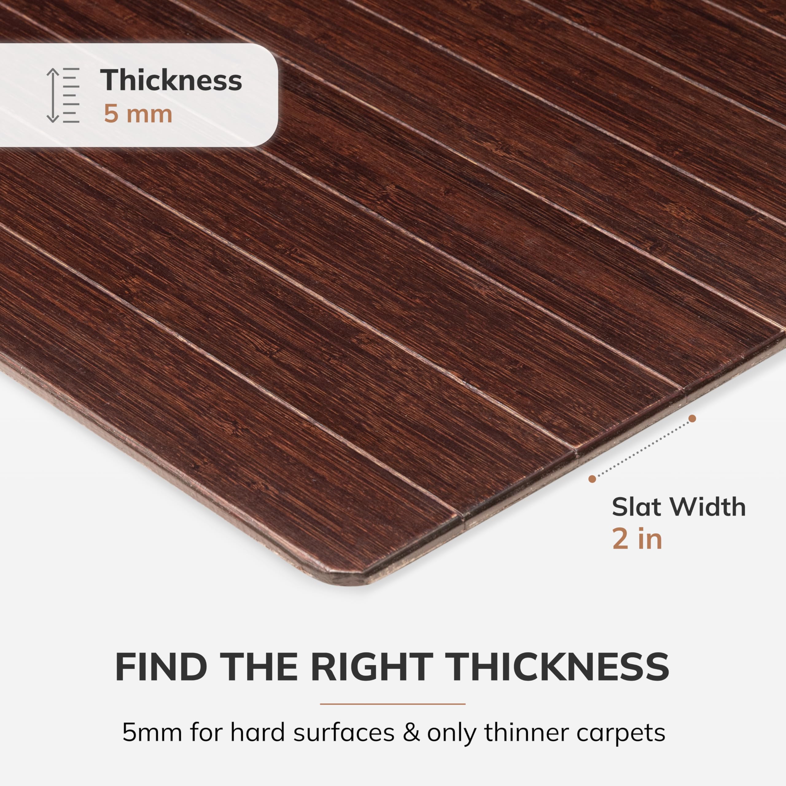 Premium Bamboo Chair Mat for Hardwood Floors – 5mm Thick Heavy-Duty Office Chair Mat, Anti-Slip & Durable Floor Protector for Home & Office Use – Perfect for Rolling Chairs on Hardwood, Tile, or Laminate Floors