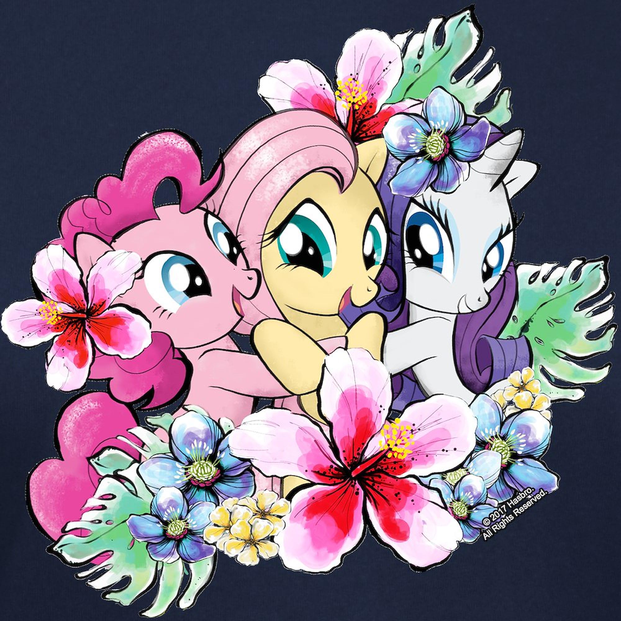 My Little Pony Flowers Women's Cotton Dark T-Shirt | Cute Cartoon Graphic Tee for Casual Wear & Fan Gifts