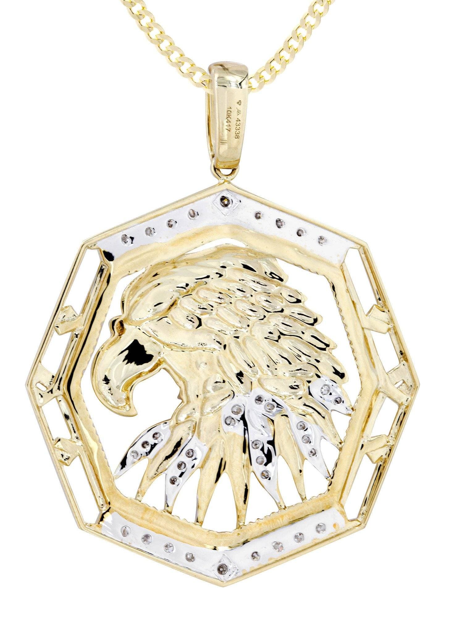 10K Yellow Gold Hawk Diamond Necklace - 0.58 Carats Genuine Diamond Pendant Jewelry for Women - Perfect for Anniversary Gifts, Birthday Presents & Special Occasions