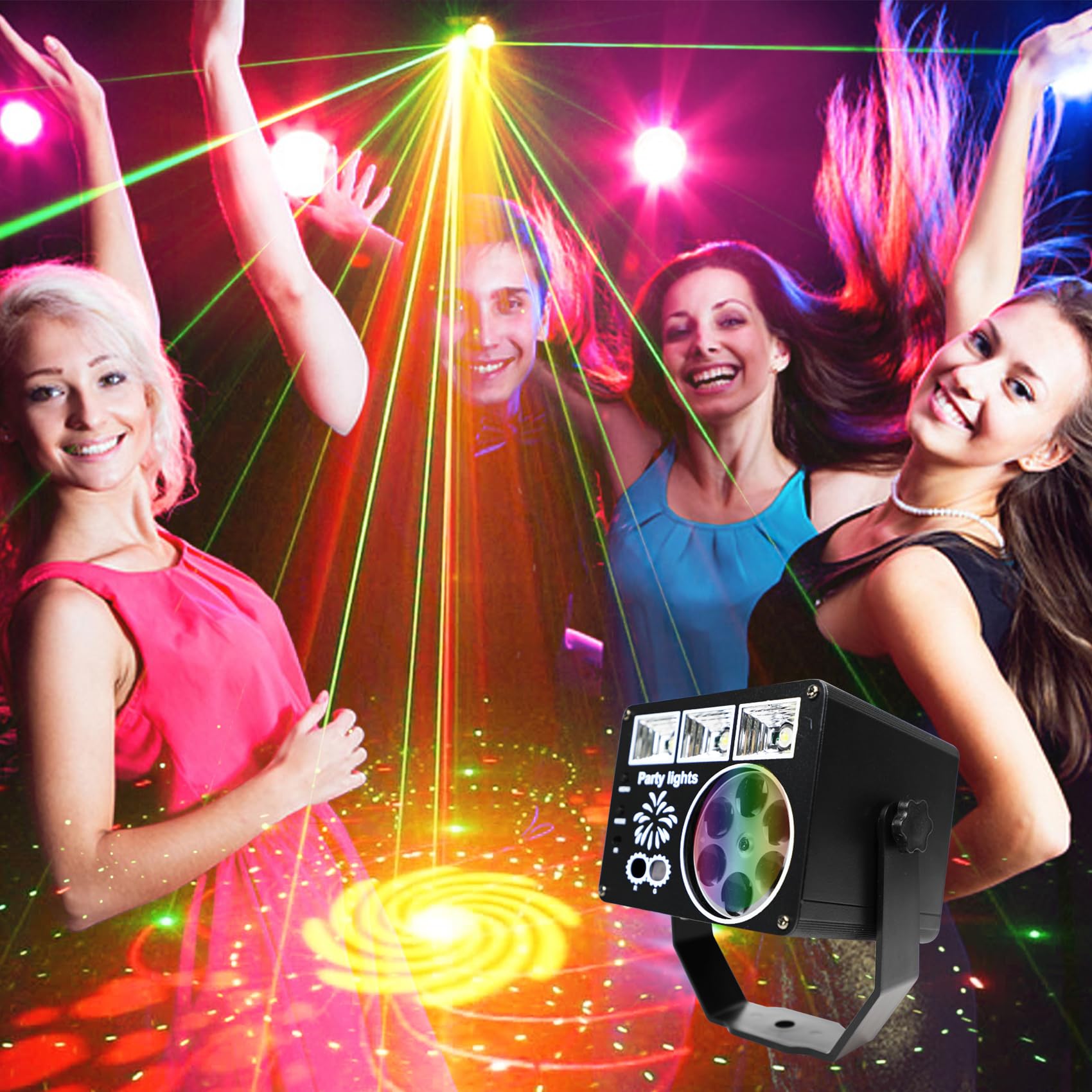 DJ Strobe Light with Remote Control - 3-in-1 Mixed Effect Stage Lighting for Parties, Sound Activated LED Pattern Lights - Perfect for Disco, Wedding, Birthday & Club Events