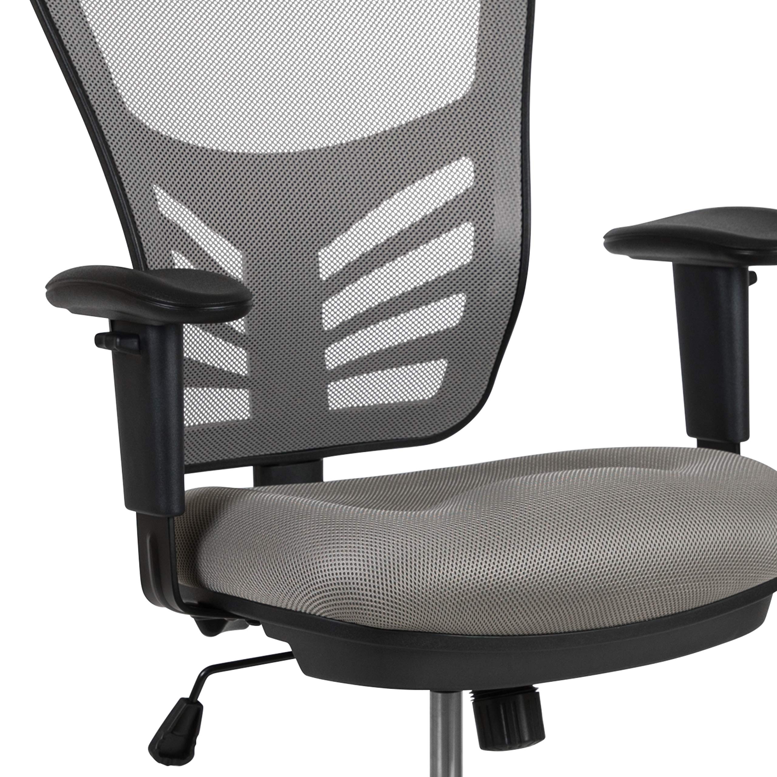 Flash Furniture Tyler Mid-Back Ergonomic Mesh Drafting Chair - Adjustable Arms, Chrome Foot Ring & Black Frame - Perfect for Office, Home Studio & Architectural Workstations