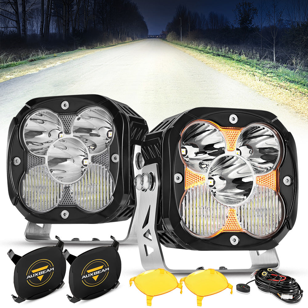 XP ULTRA Series 4.5 Inch LED Pod Lights - Waterproof Off-Road Driving Lights with Amber DRL for Trucks, Jeeps & ATVs - Perfect for Night Off-Roading, Camping & Emergency Vehicles
