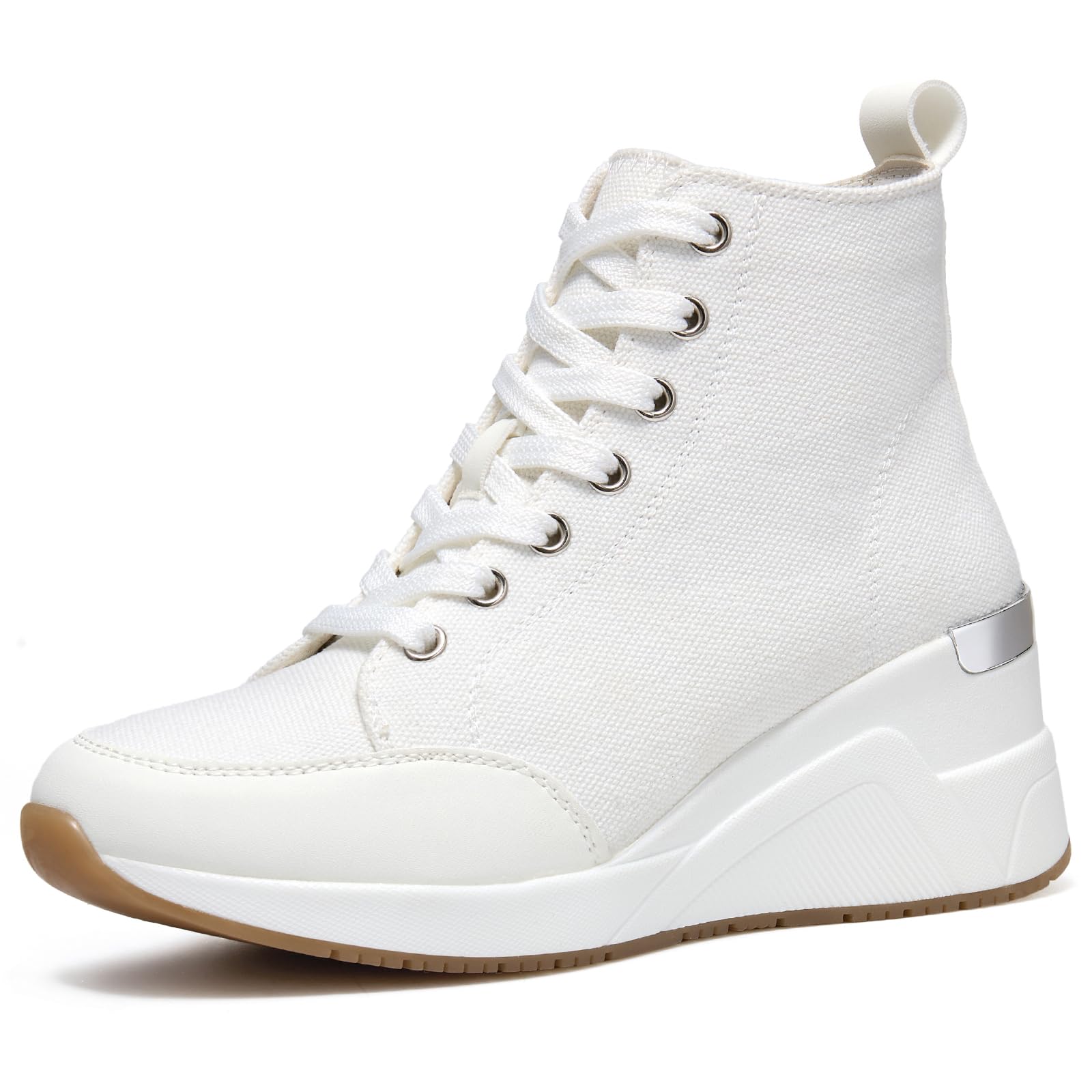 Cestfini Women's High Top Canvas Sneakers - Breathable White & Black Platform Lace-Up Shoes for Streetwear & Urban Fashion | Perfect for Casual Wear, Graffiti Art Events & Daily Comfort