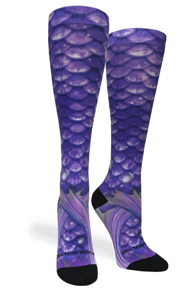 Active Mermaid Purple Leggings - Standard & Extra Wide Fit for Yoga, Running & Workouts