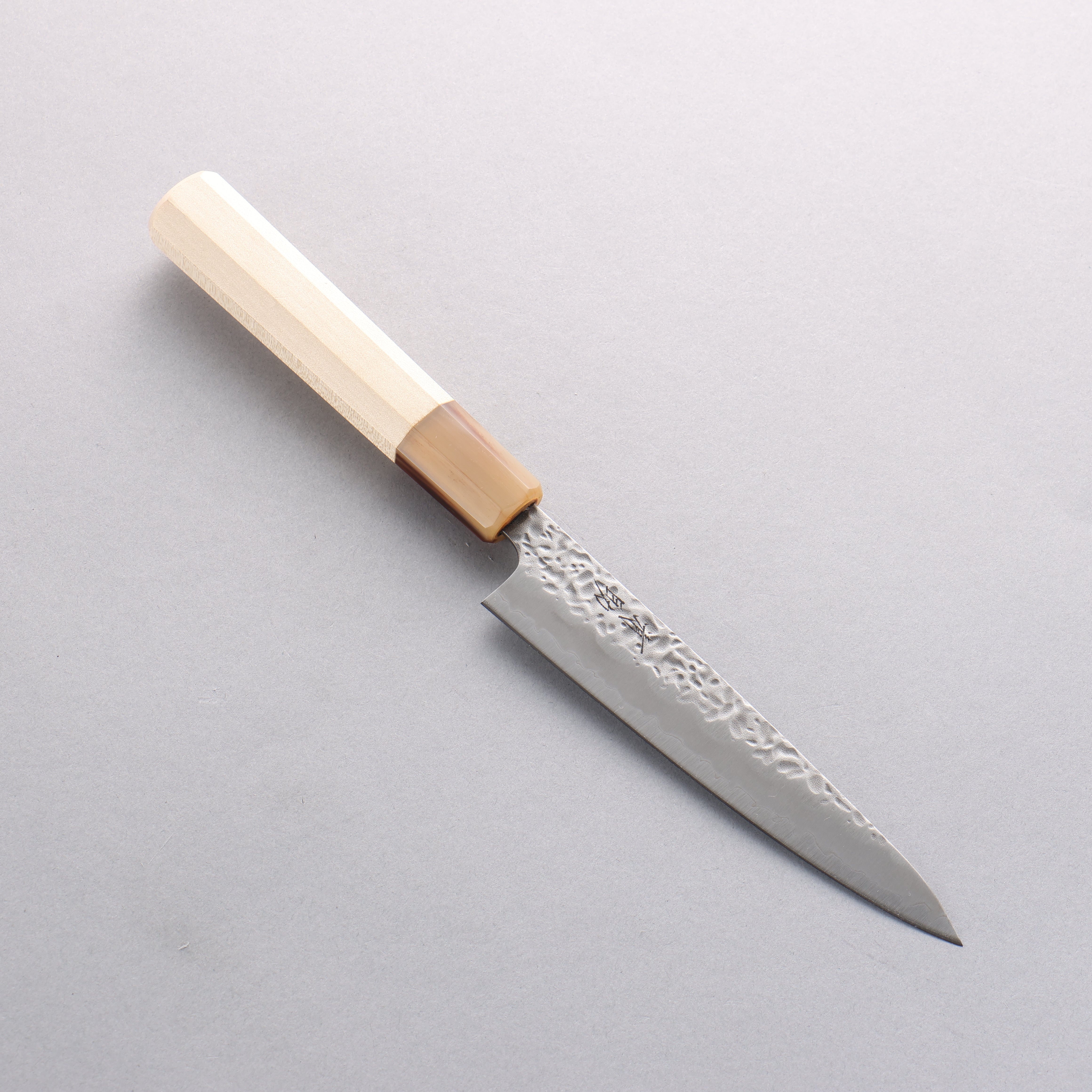 Seisuke Kumo White Steel No.1 Hammered Petty Utility Knife 135mm with Magnolia Handle - Premium Japanese Kitchen Knife for Slicing, Peeling & Precision Cutting