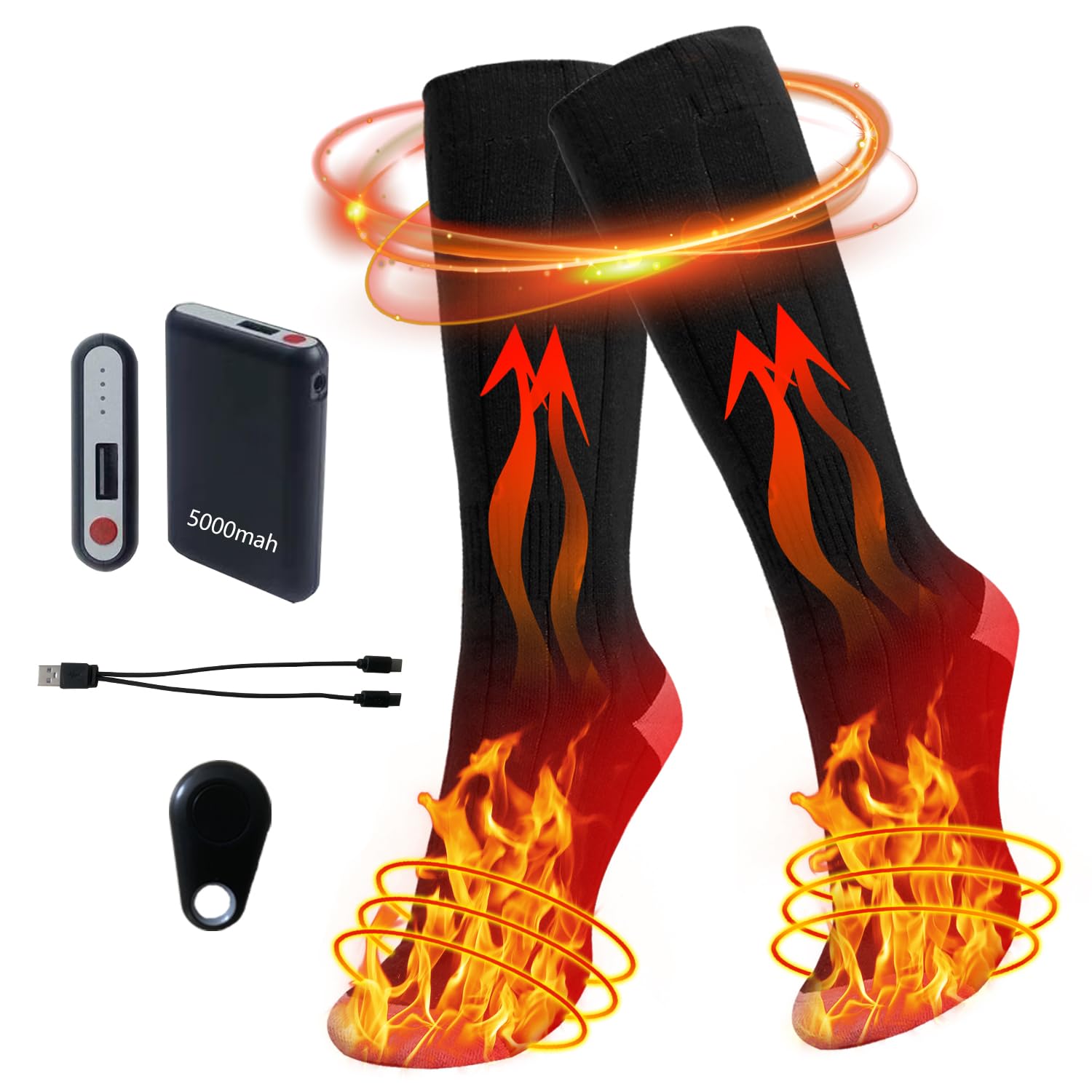 Heated Socks for Men & Women - Rechargeable Electric Winter Socks with 2x4000mAh Batteries & 3 Heat Settings - Perfect for Hunting, Skiing, Hiking & Cold Weather Outdoor Activities