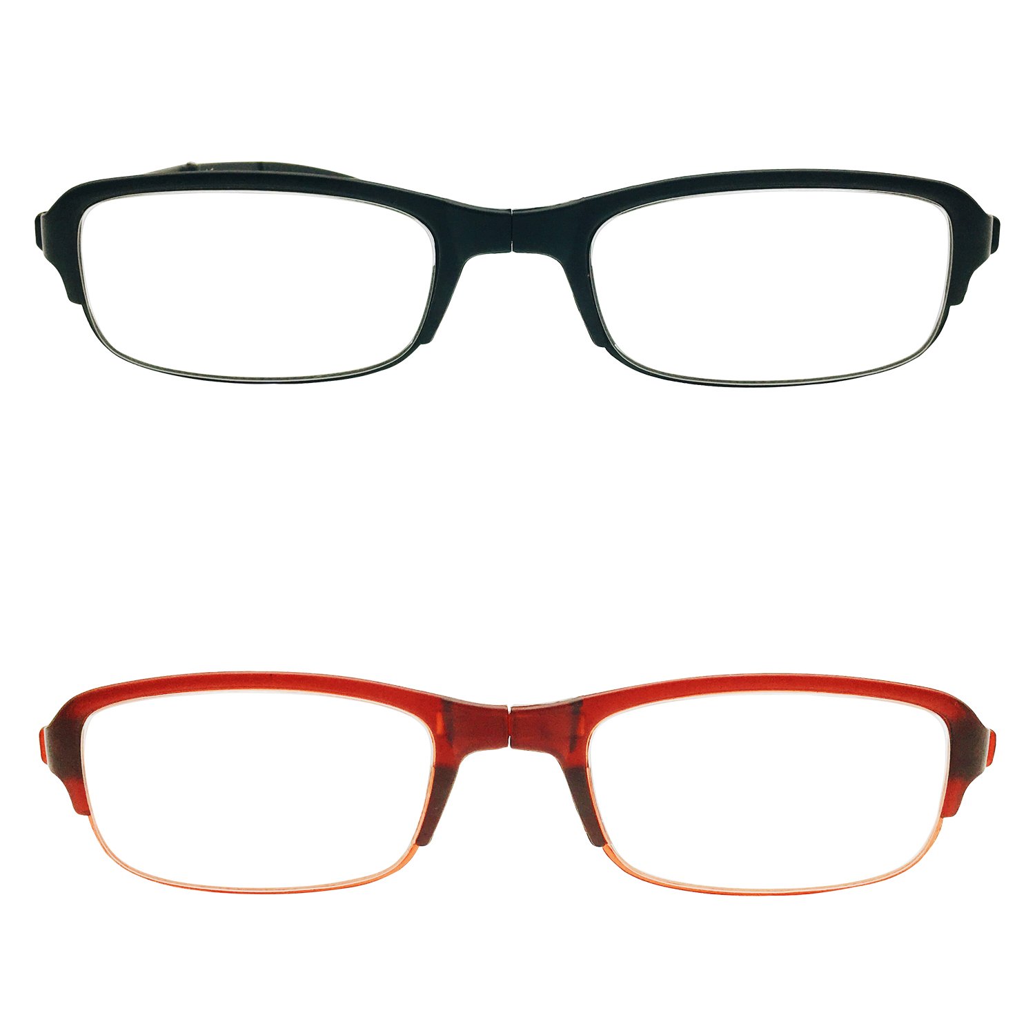 2 Pairs Lightweight Folding Reading Glasses with Travel Case - Compact Reading Eyewear for Men & Women - Perfect for Travel, Reading, and Everyday Use