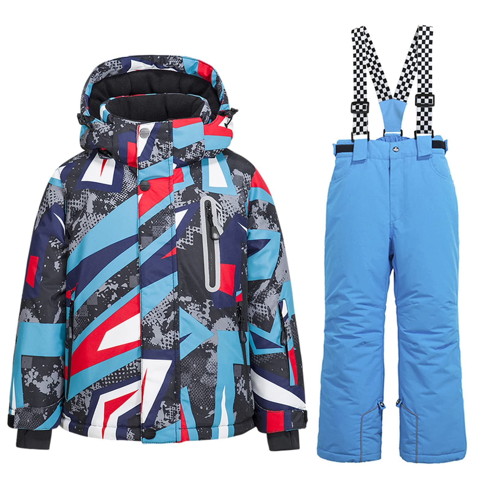 WOWULOVELY Boys' Ski Jacket and Pants Set - Insulated Snowsuit, Windproof & Waterproof Winter Gear for Kids - Perfect for Skiing, Snowboarding & Outdoor Winter Activities