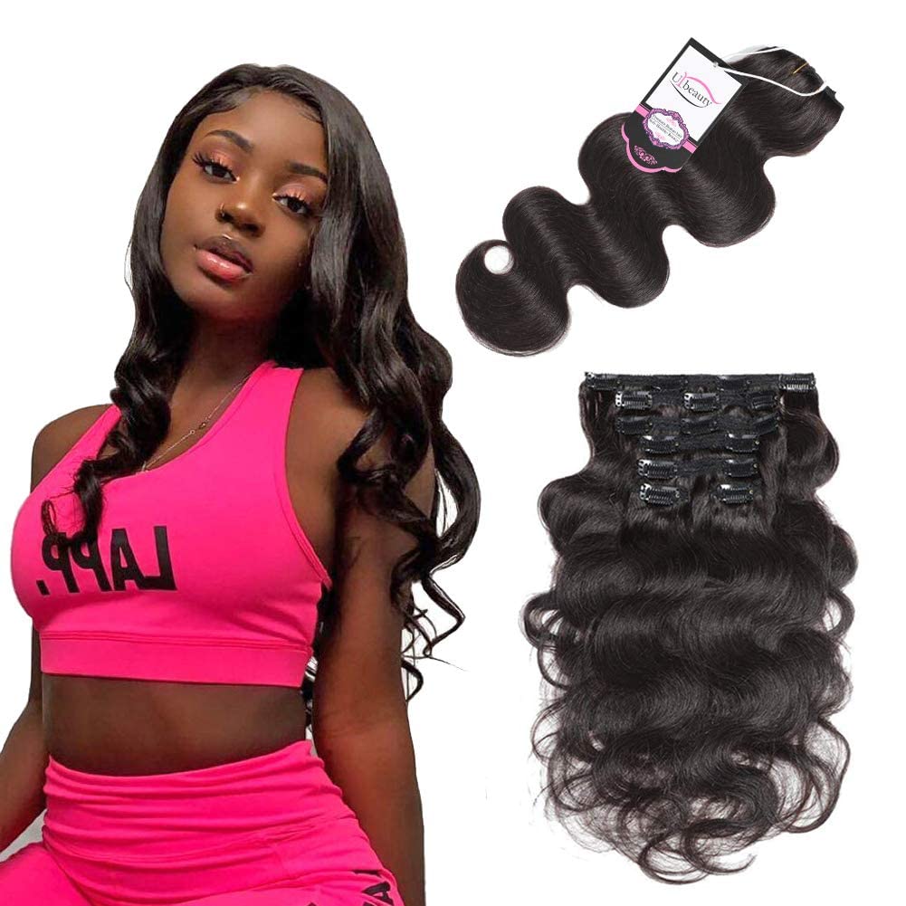 Urbeauty 14 Inch Clip-In Human Hair Extensions - Body Wave Seamless Real Human Hair Weft for Black Women & Girls | Perfect for Daily Styling, Parties & Special Occasions