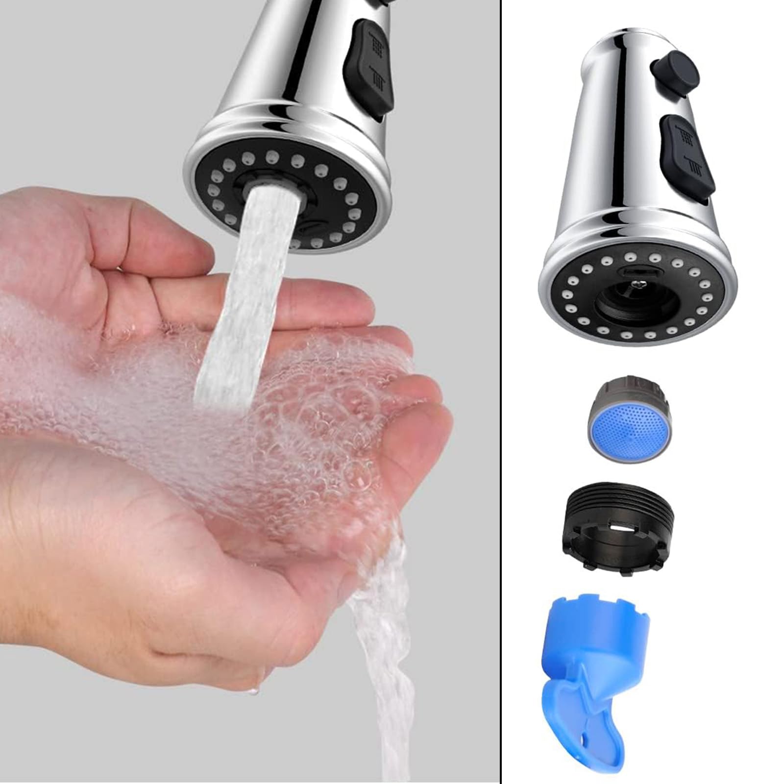 Premium Pull Down Kitchen Faucet Spray Head Replacement - 3-Function Sink Nozzle with 9 Adapters, Fits Moen, Delta, American Standard (Oil Rubbed Bronze) - Perfect for Dishwashing, Food Prep & Sink Cleaning